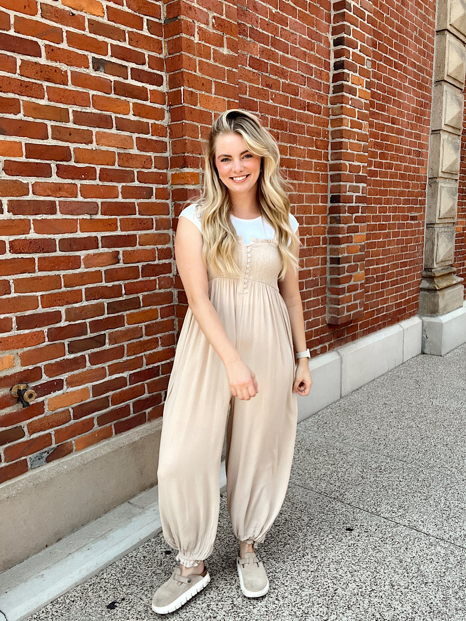 Weekend Plans Oatmeal Jumpsuit