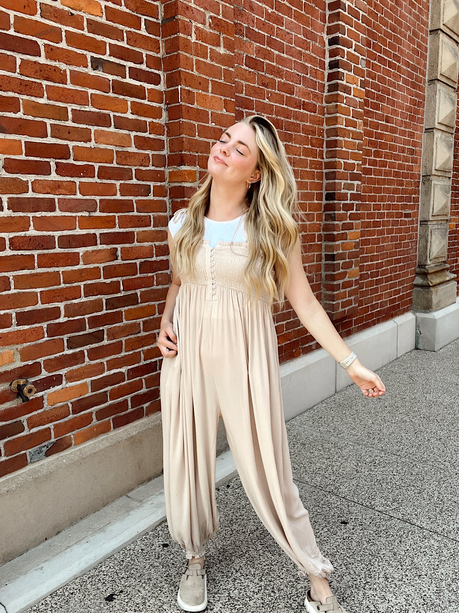 Weekend Plans Oatmeal Jumpsuit