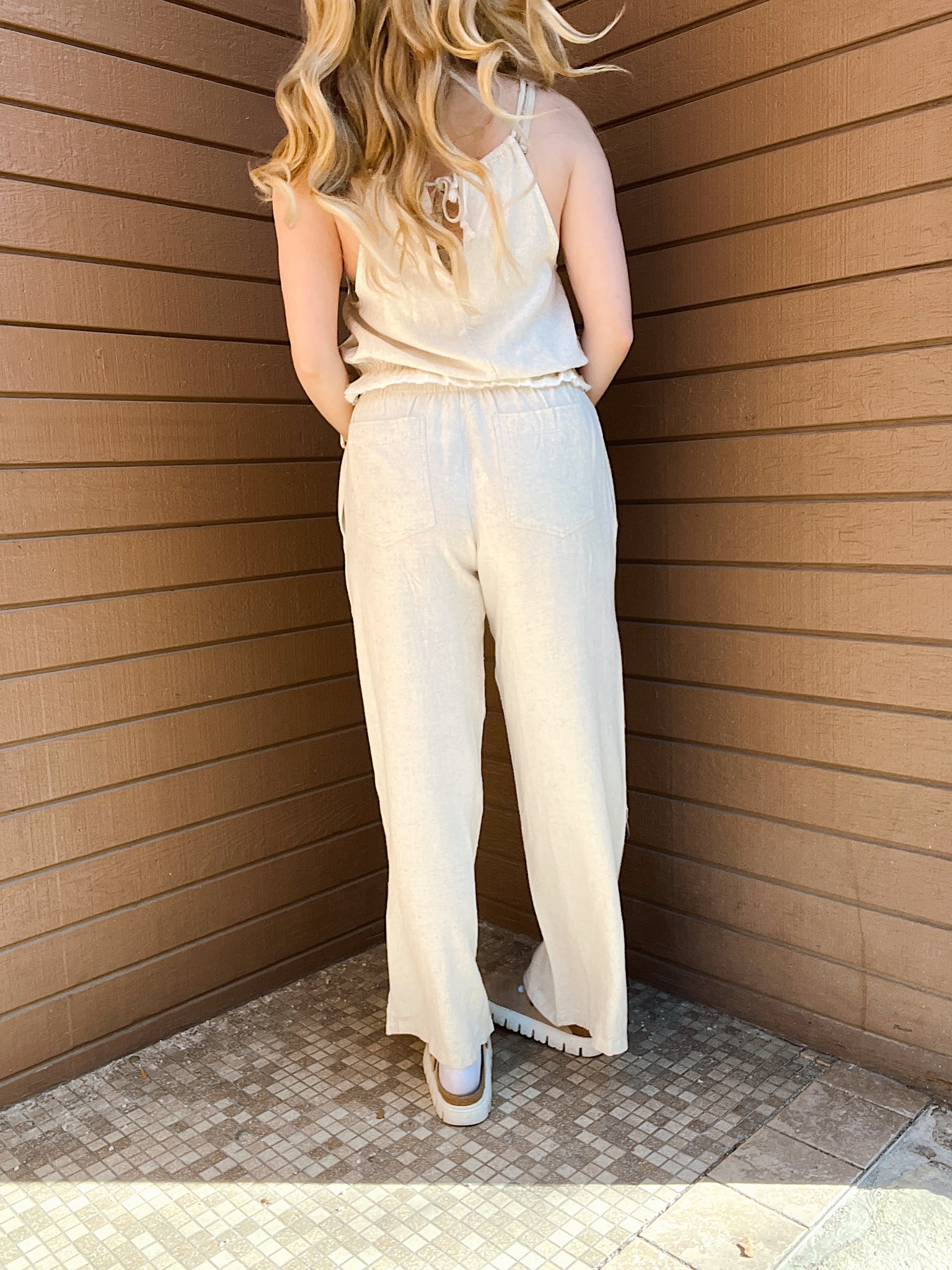 Sandy Shores Oatmeal Linen Pants