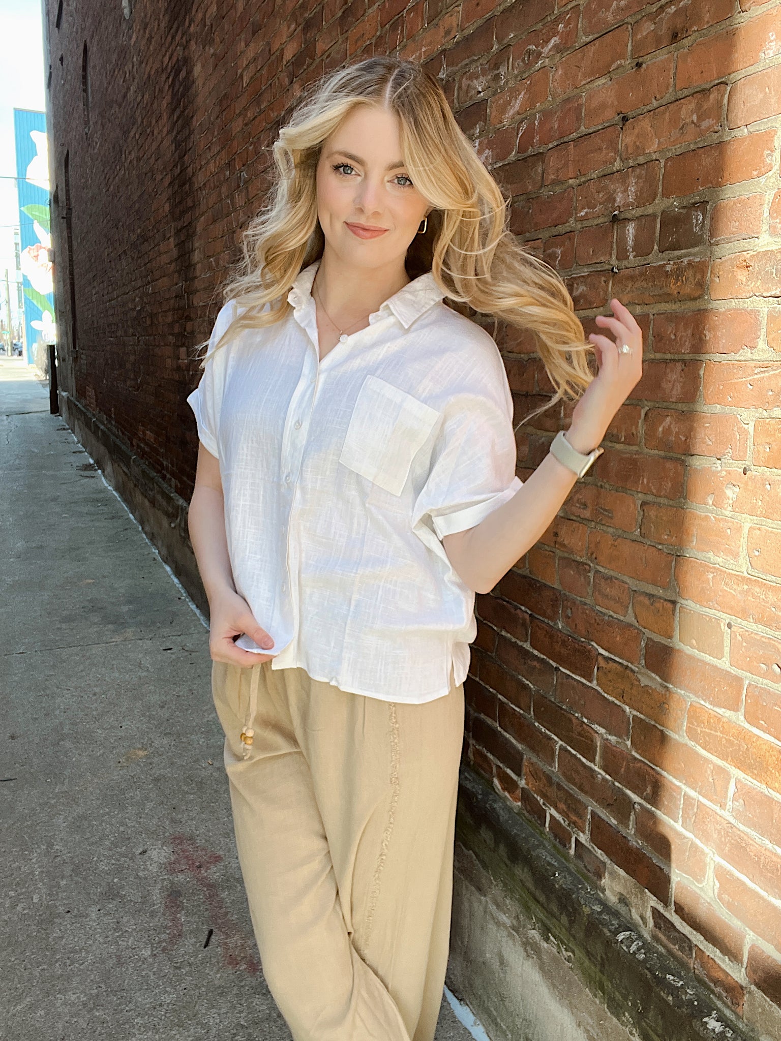 Florida Livin' Off White Button Up