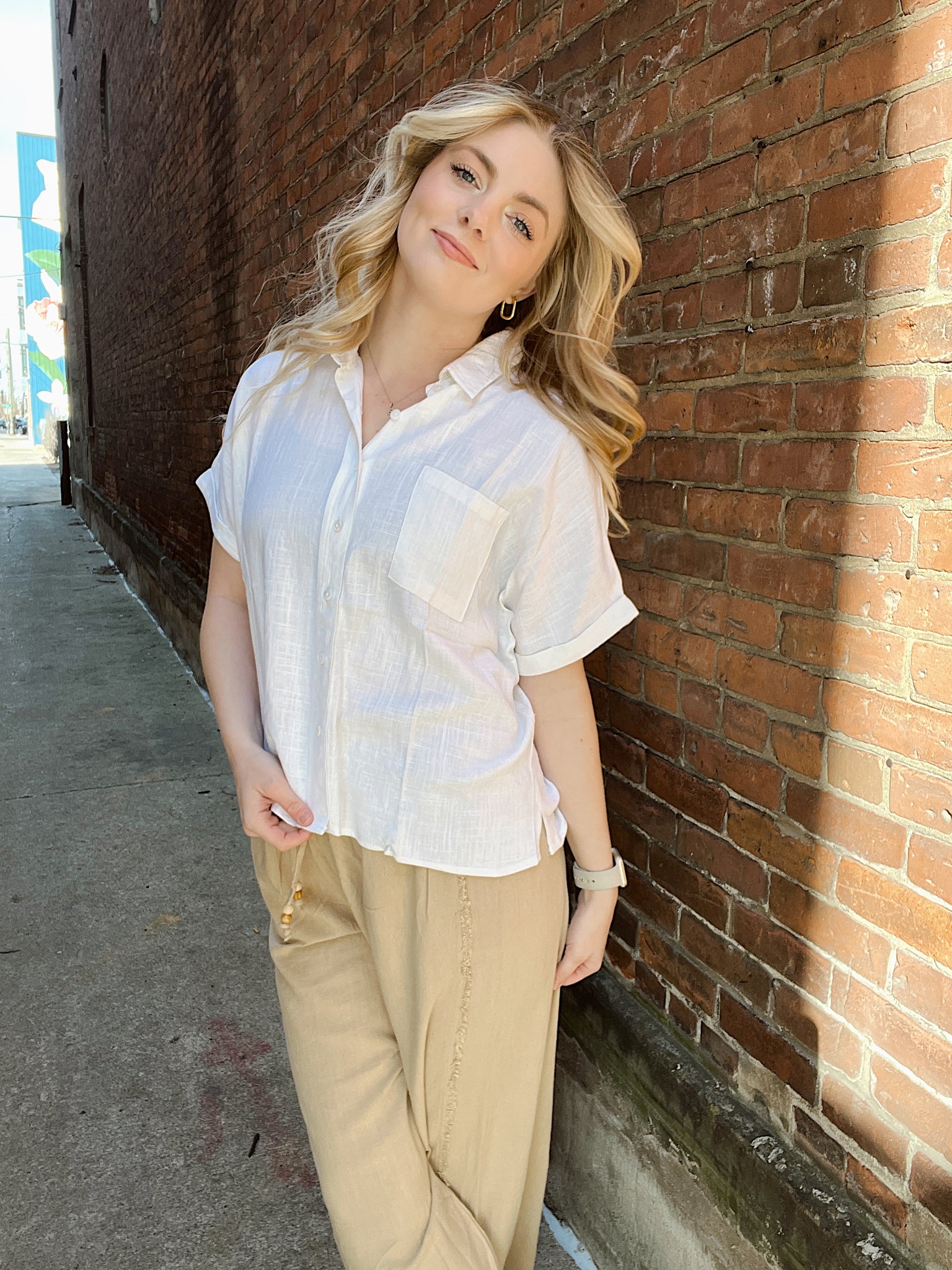 Florida Livin' Off White Button Up