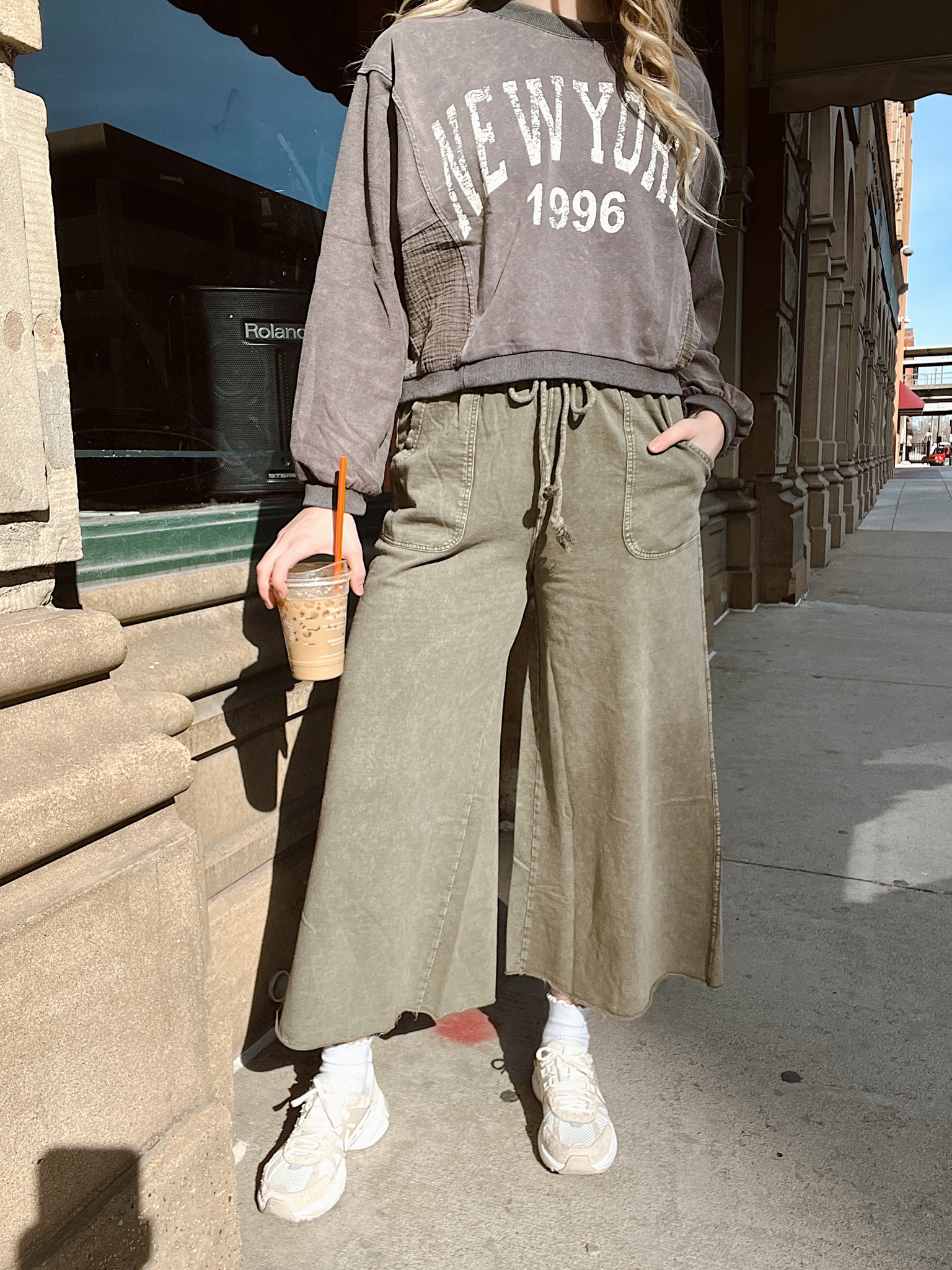 Everyday Energy Olive Wide Leg Pants