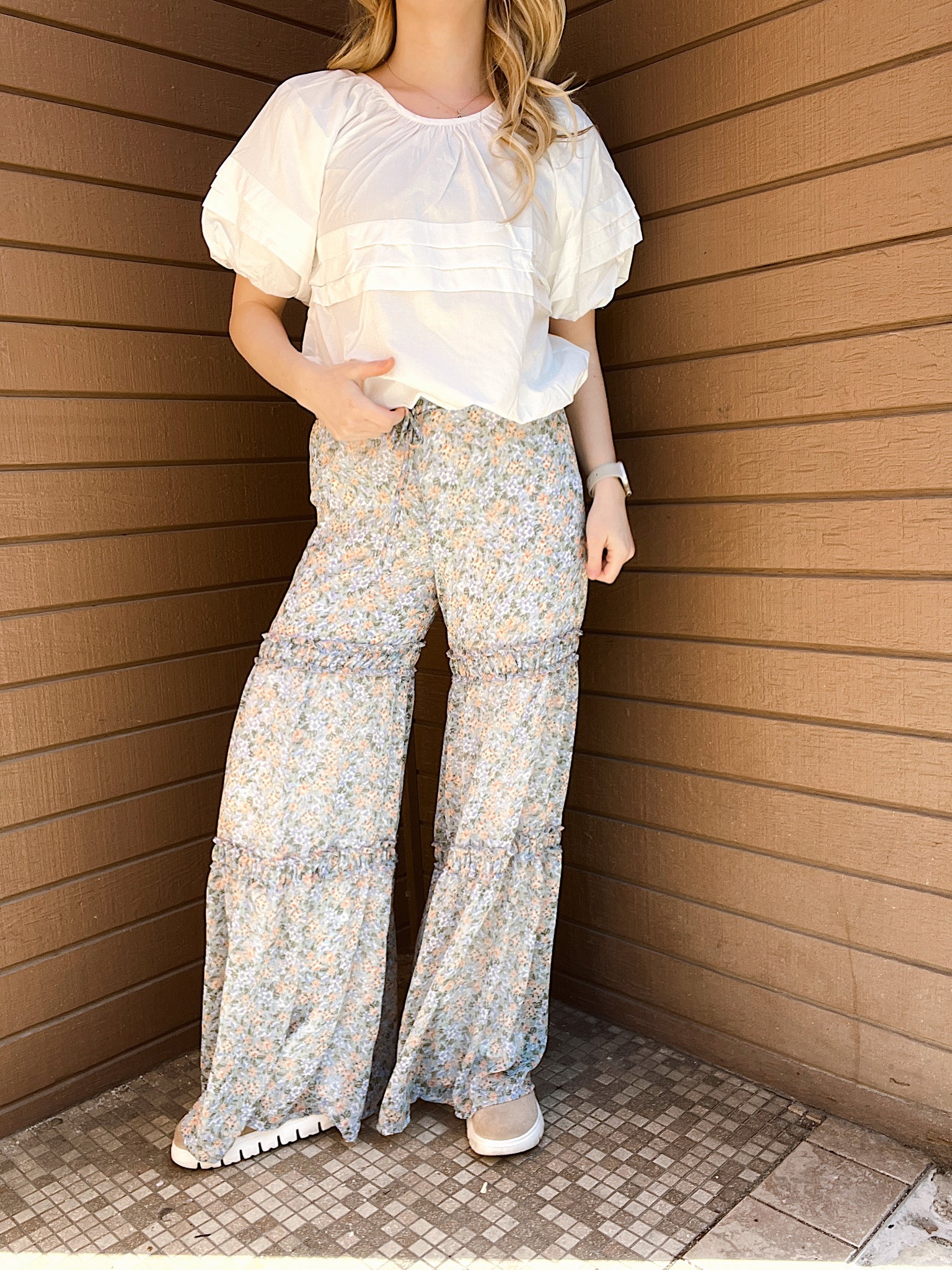 Soft Blooms Wide Leg Pants