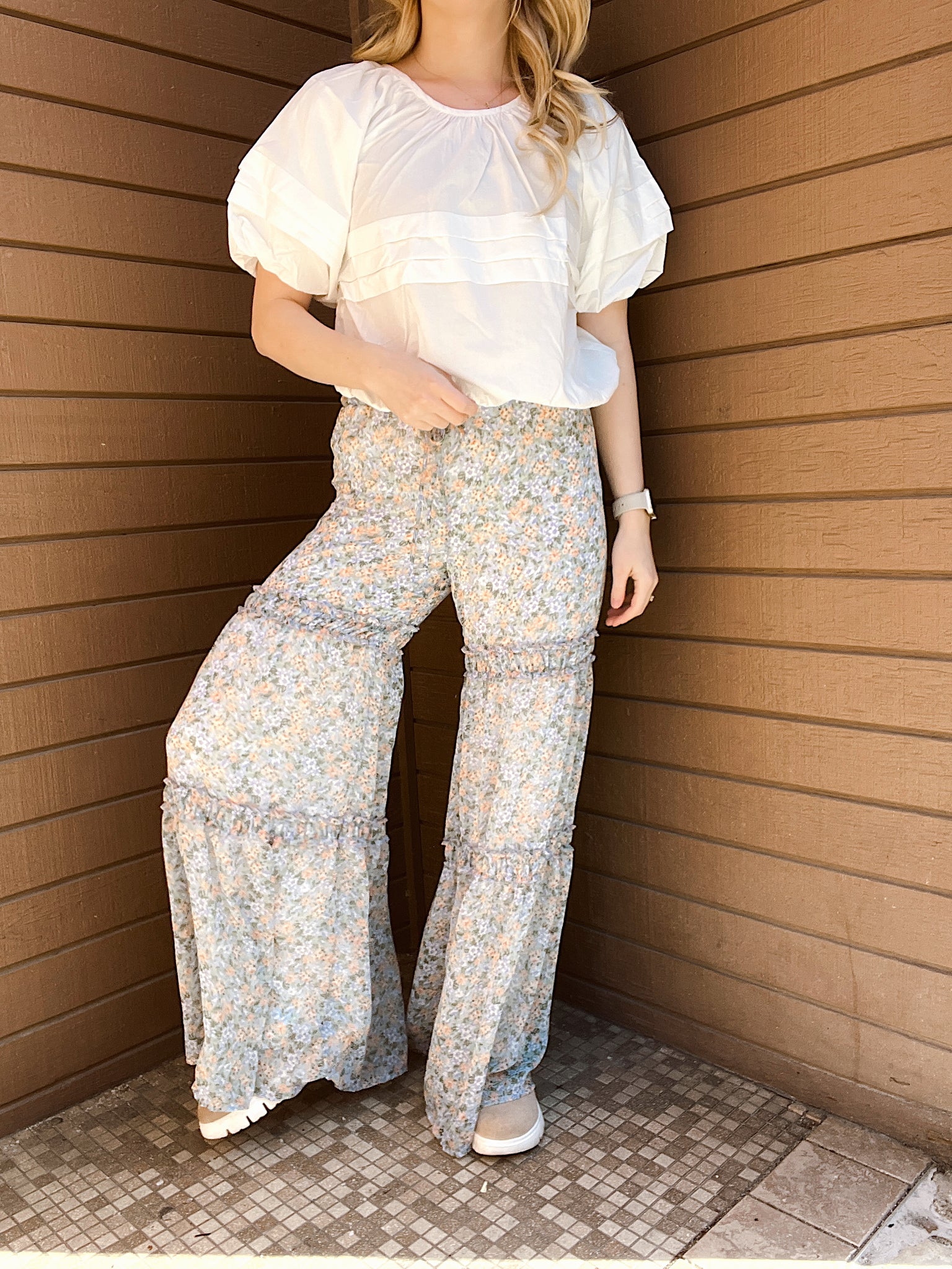 Soft Blooms Wide Leg Pants