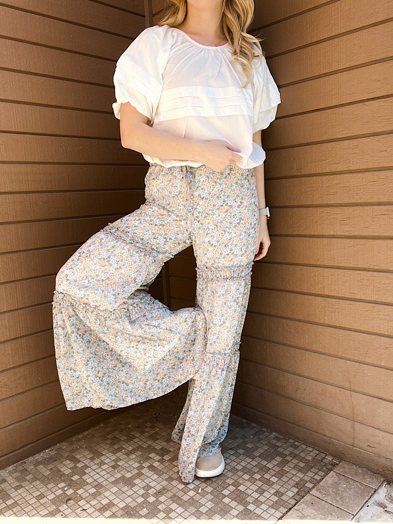 Soft Blooms Wide Leg Pants