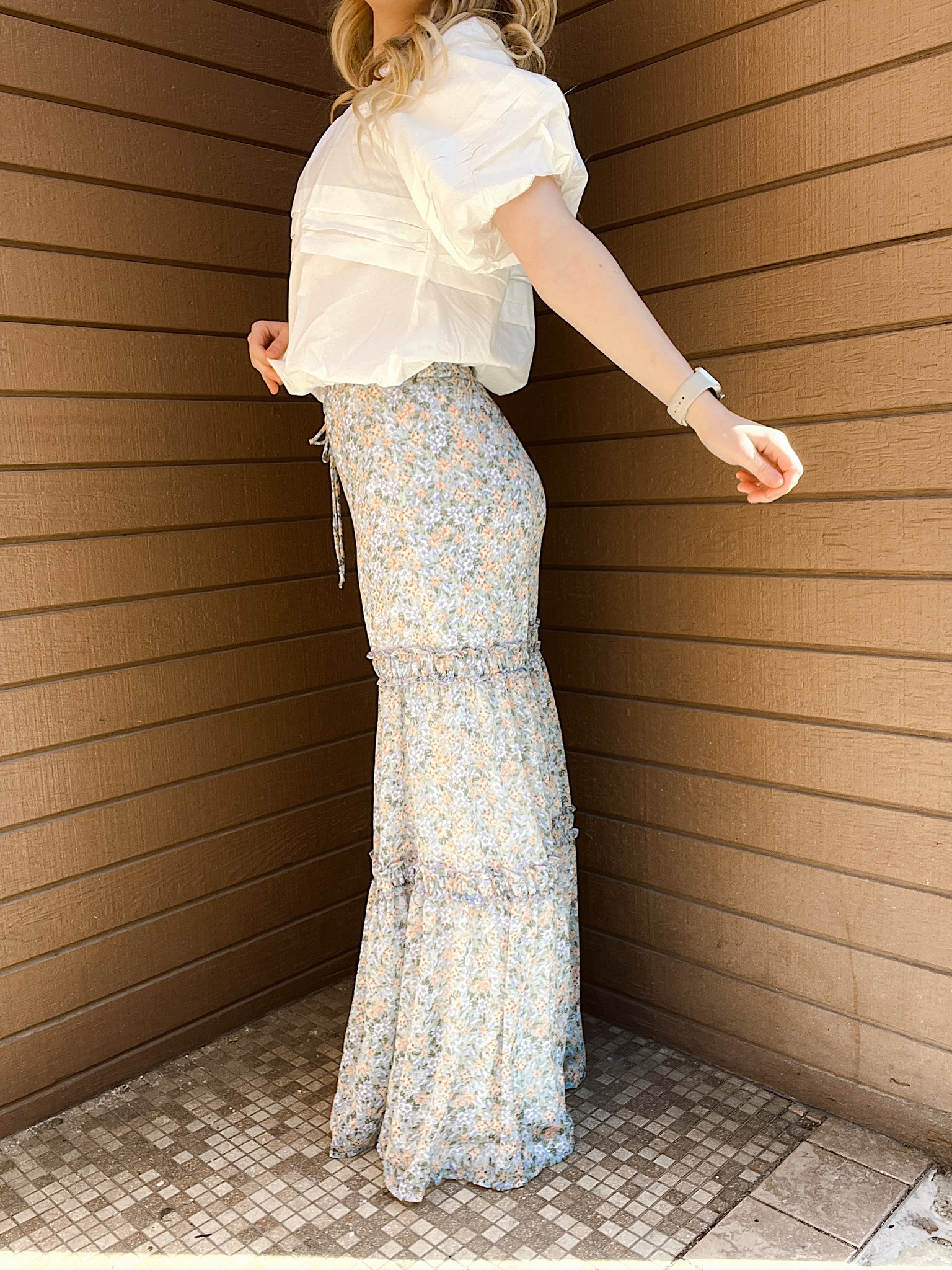 Soft Blooms Wide Leg Pants