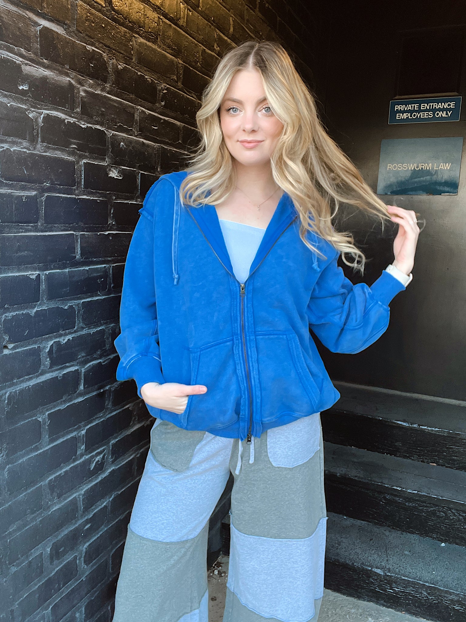 Ocean Breeze Blue Zip Up Hoodie