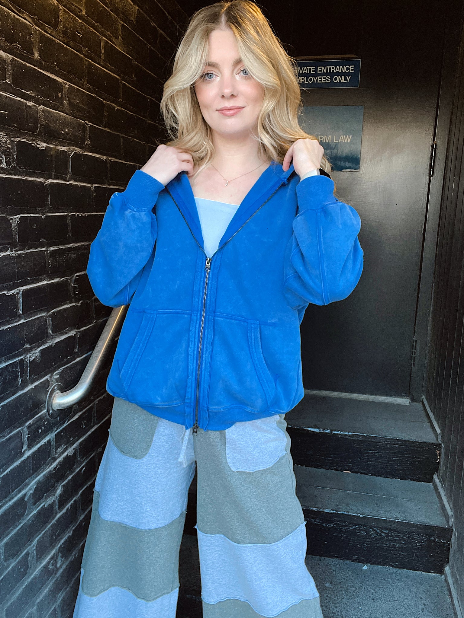 Ocean Breeze Blue Zip Up Hoodie