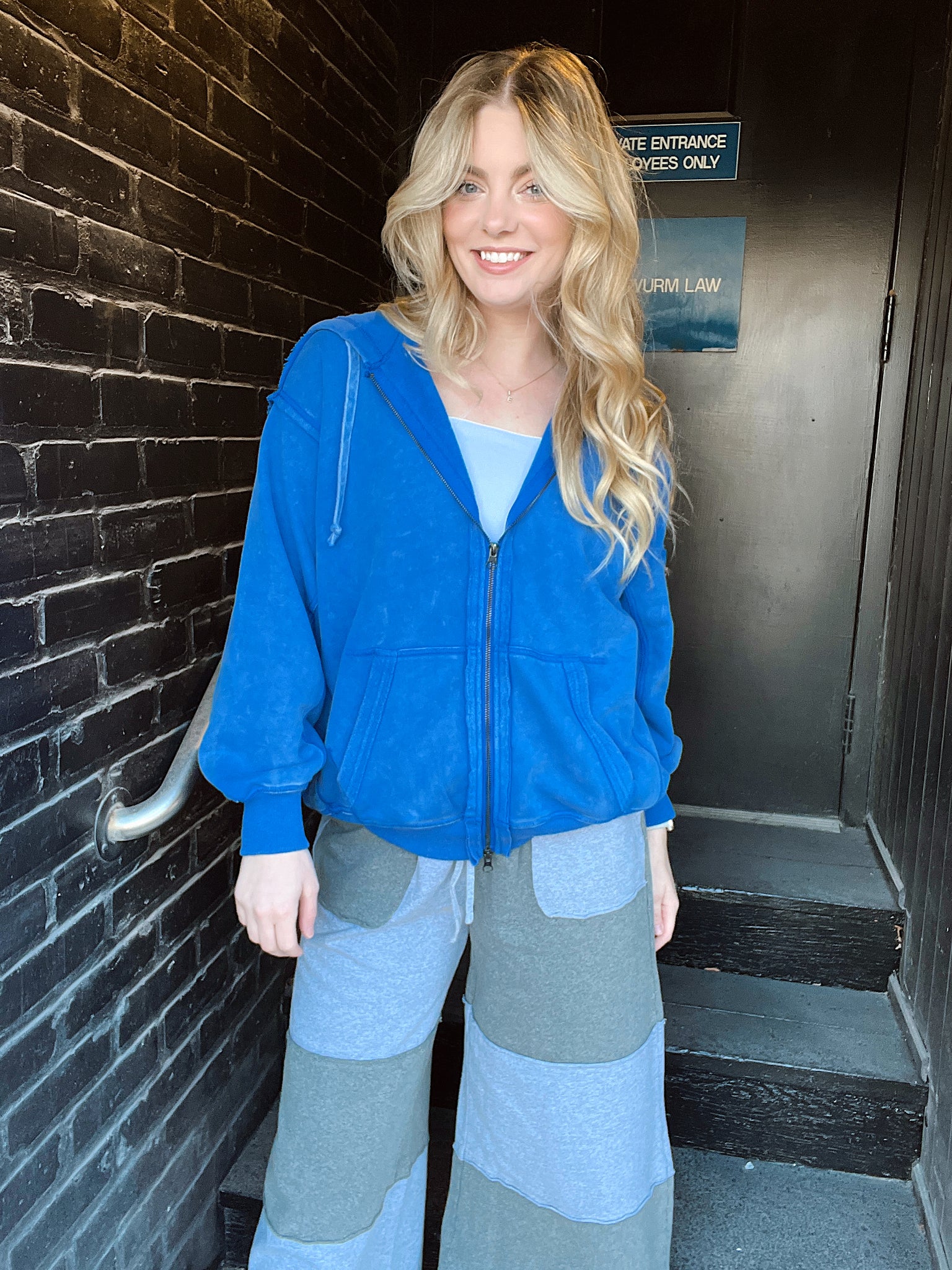 Ocean Breeze Blue Zip Up Hoodie