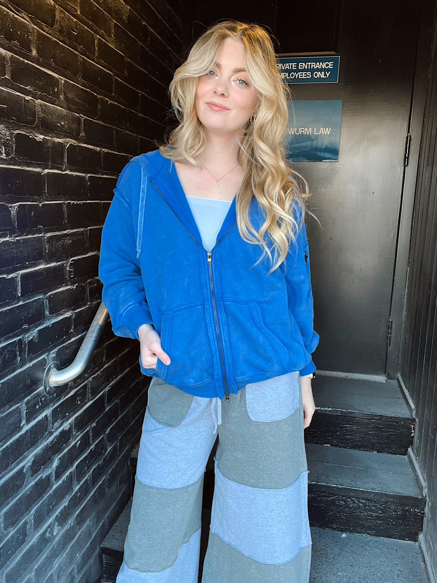 Ocean Breeze Blue Zip Up Hoodie