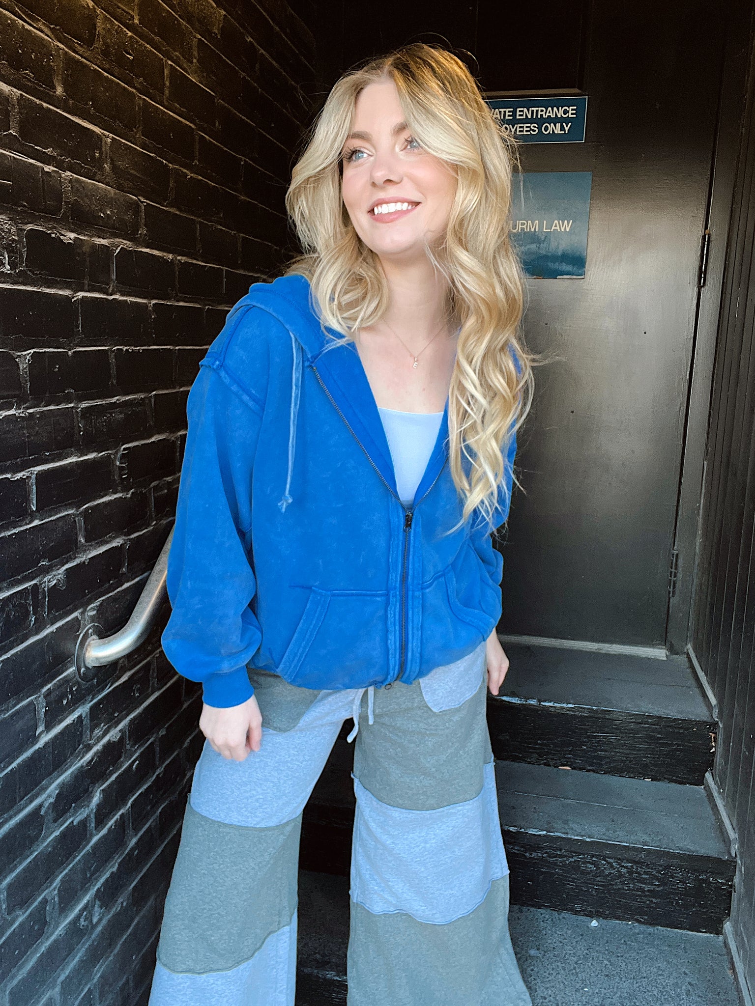 Ocean Breeze Blue Zip Up Hoodie