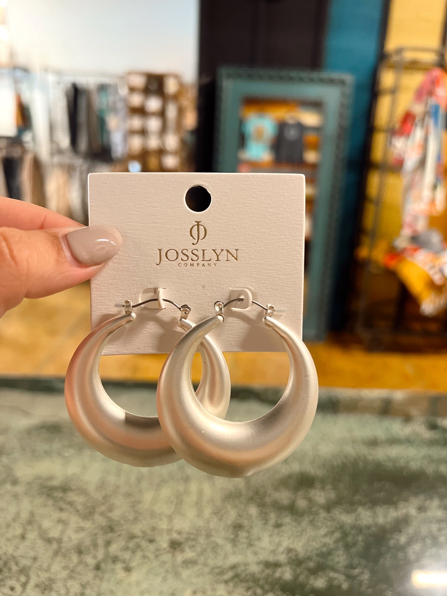 Matte Silver Hoop Earrings