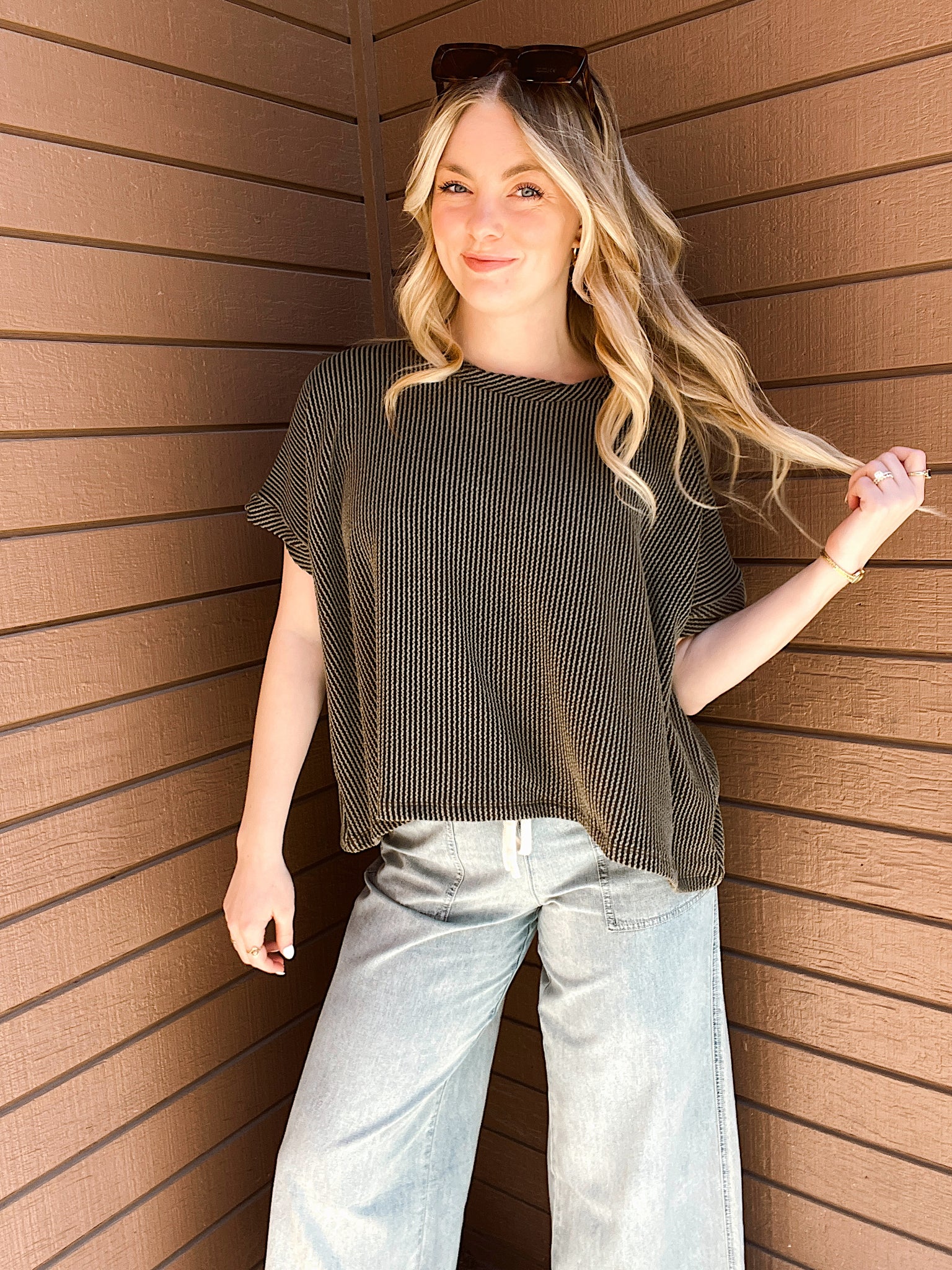 Gulf Coast Olive Ribbed Top