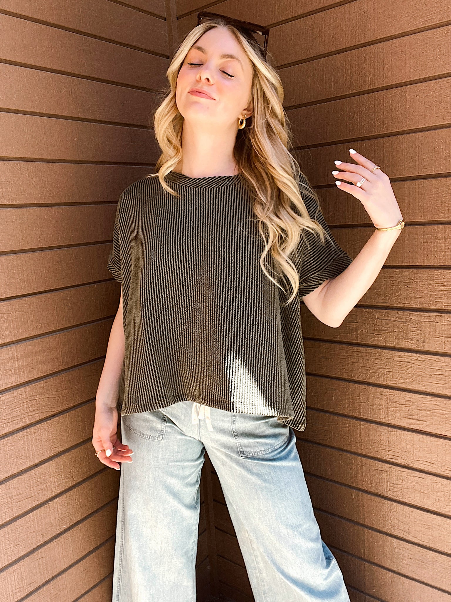 Gulf Coast Olive Ribbed Top