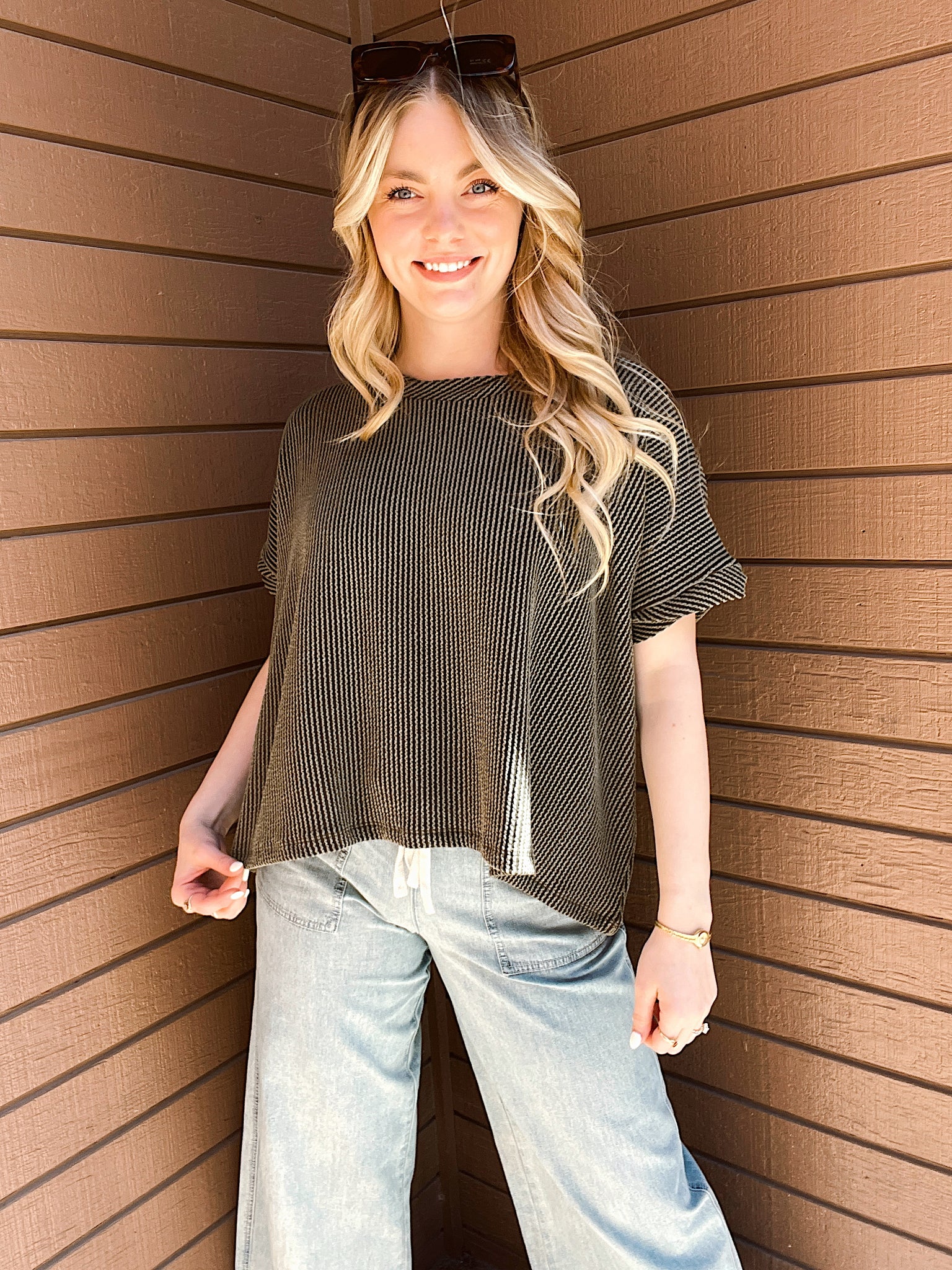 Gulf Coast Olive Ribbed Top