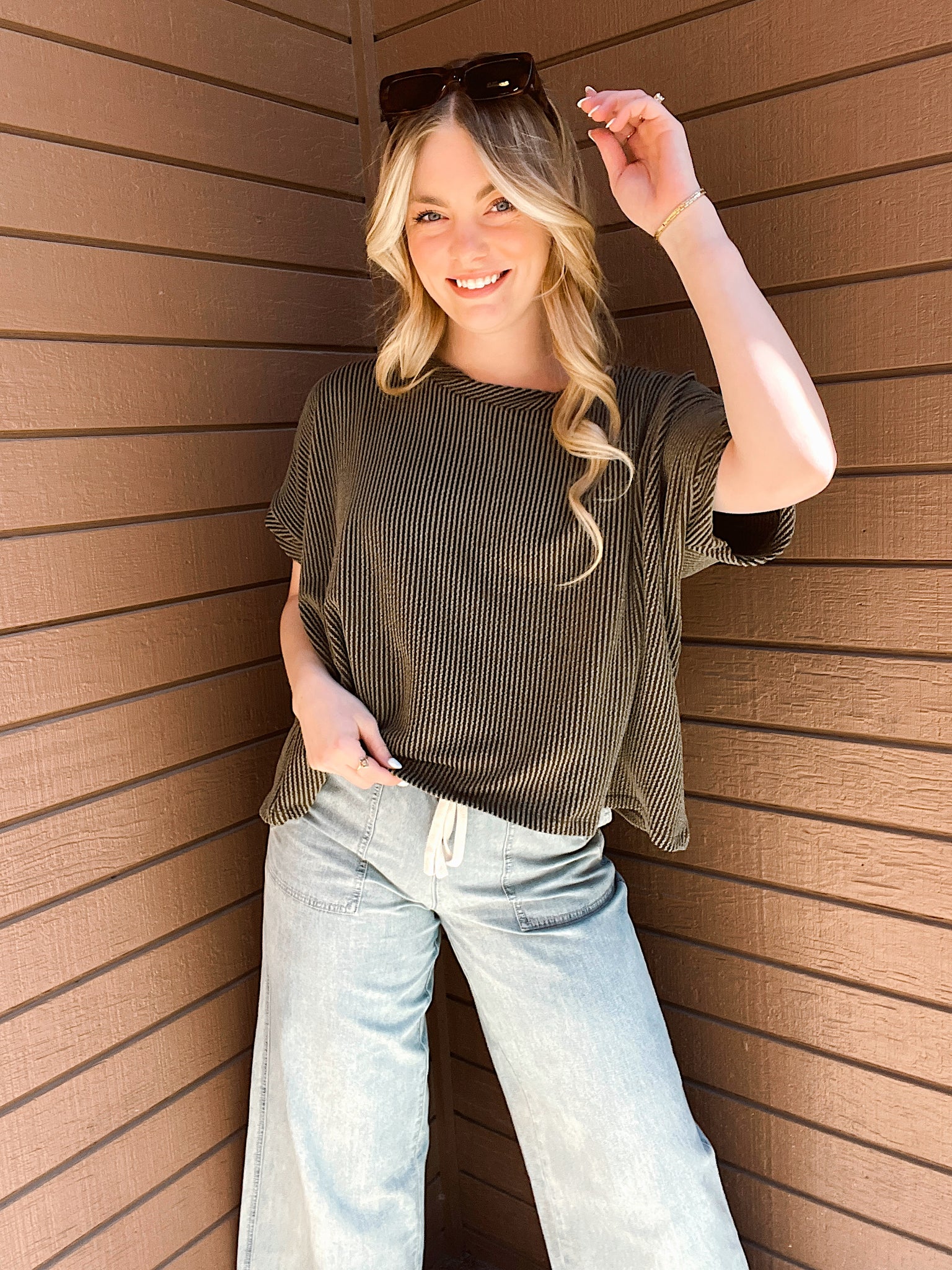 Gulf Coast Olive Ribbed Top