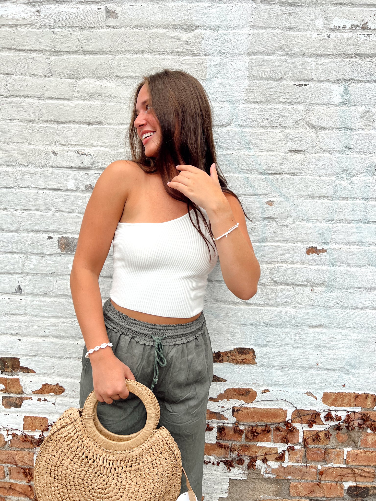 FINAL SALE- First Sight White One Shoulder Top