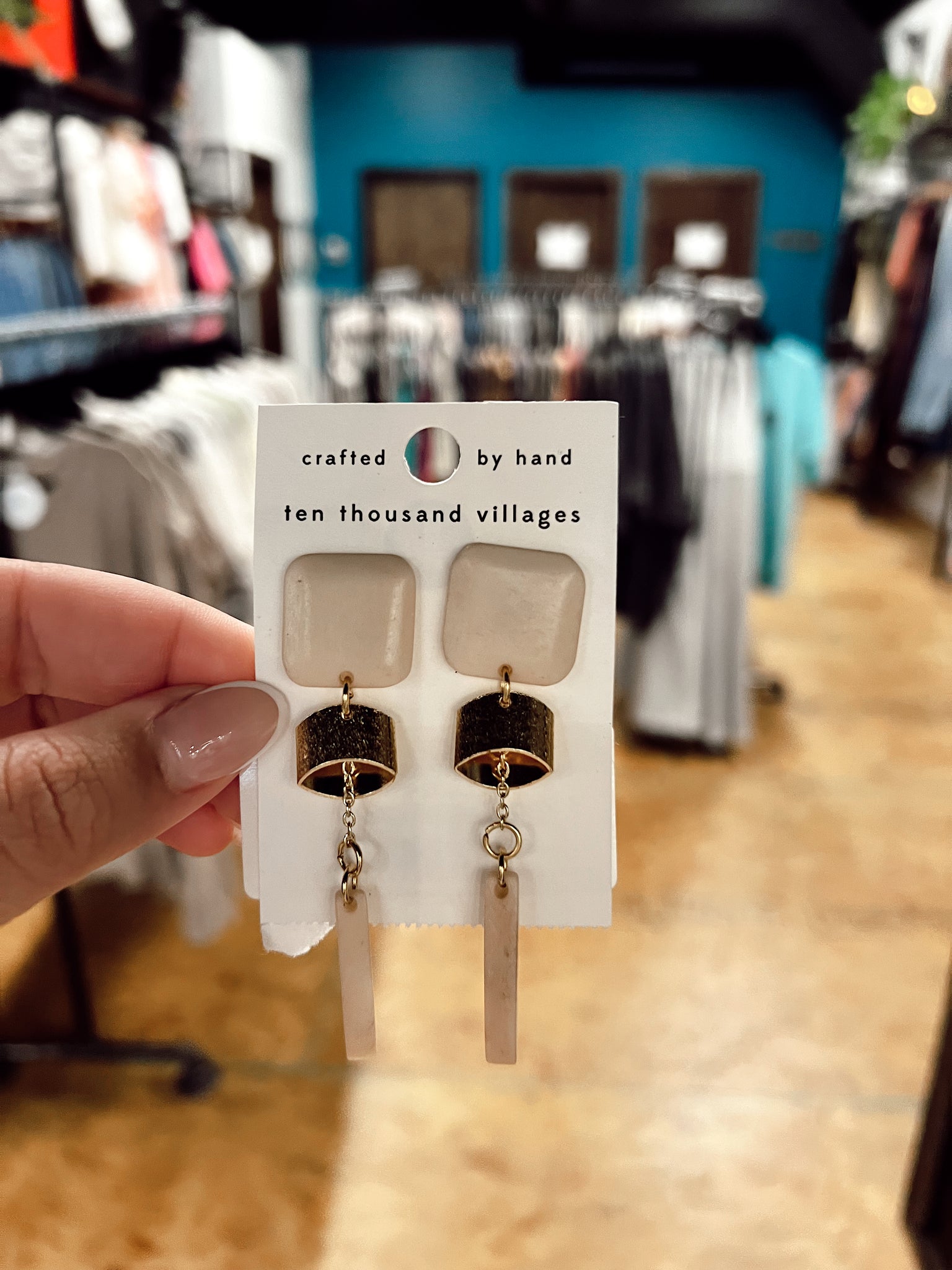 Beige Dangle Earrings