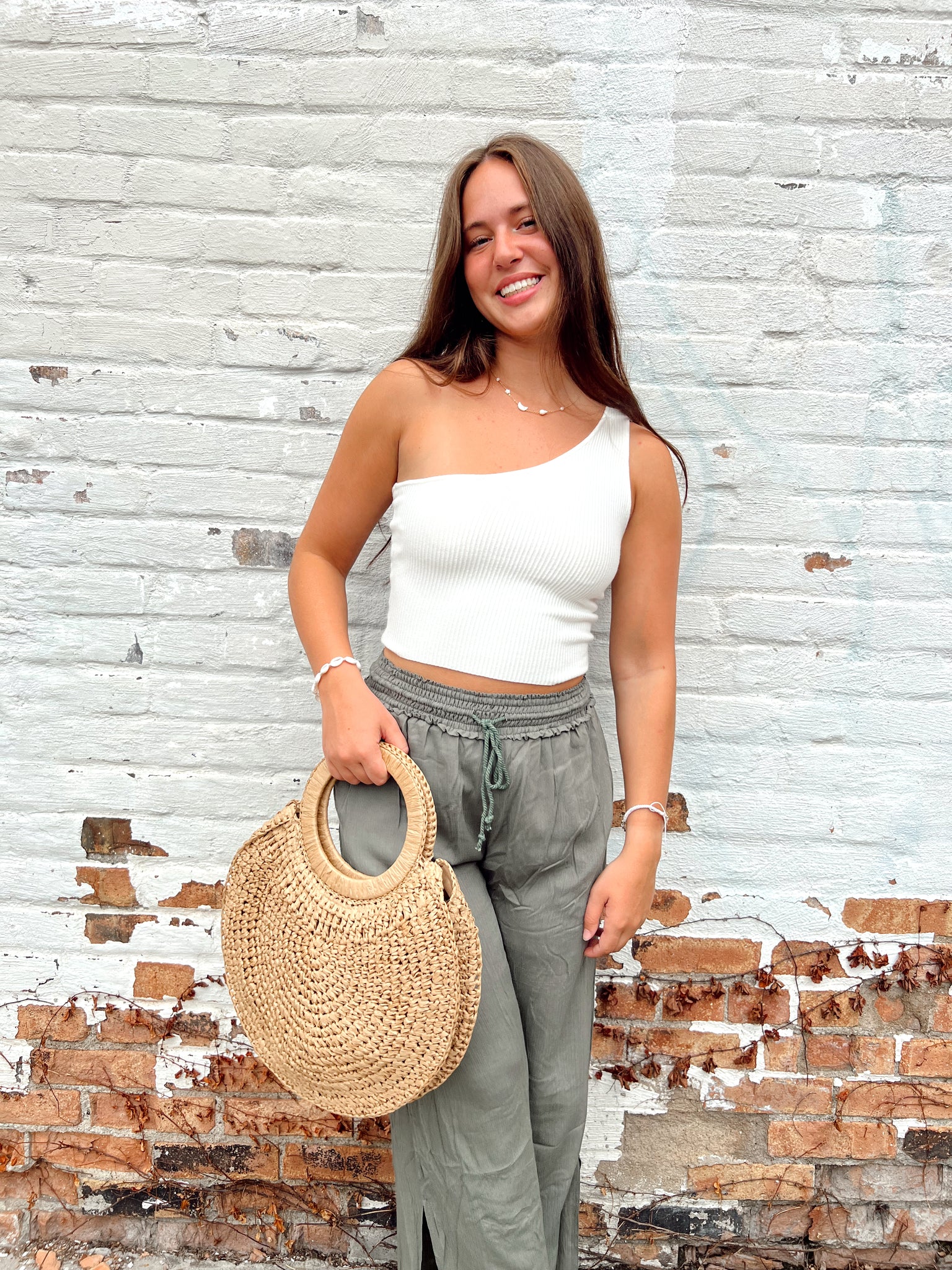 FINAL SALE- First Sight White One Shoulder Top