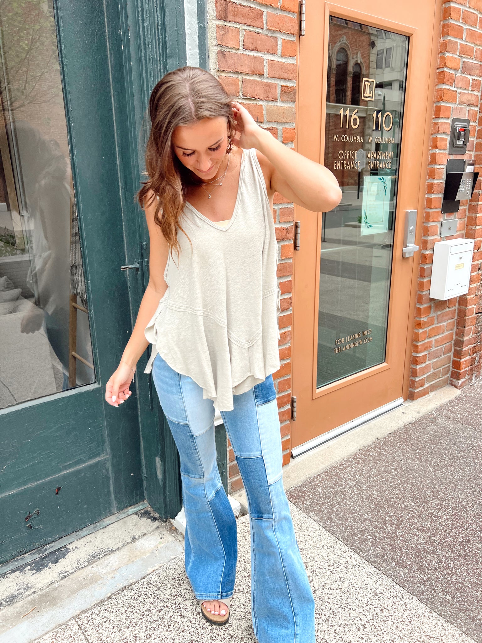 Long Shot Color Block Denim Flares