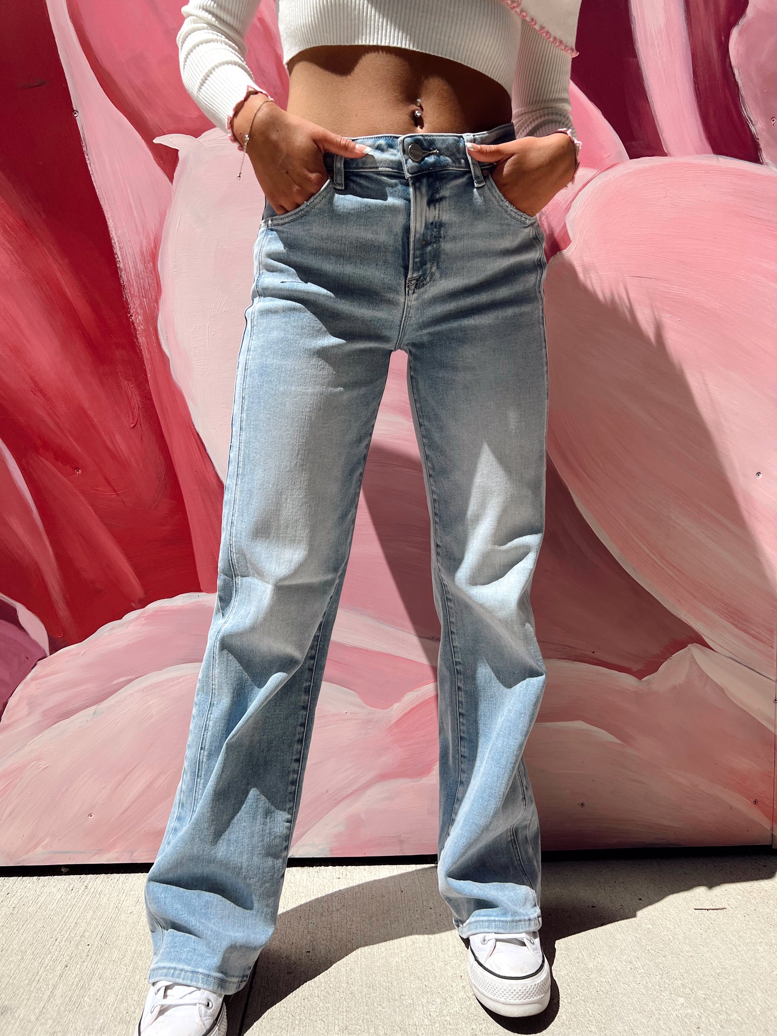 Emry Mid Rise Straight Leg Jeans