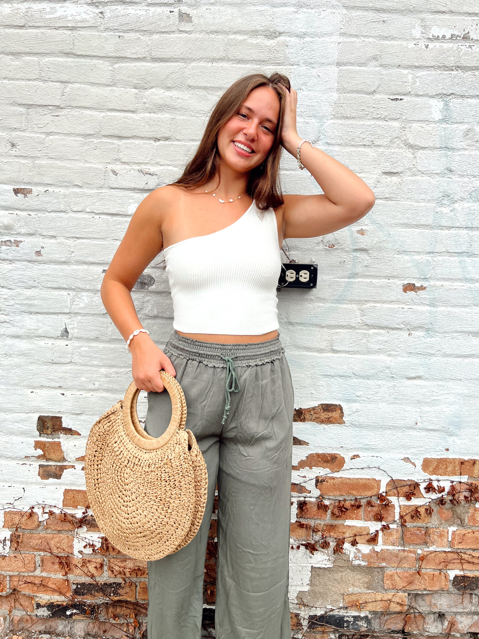 FINAL SALE- First Sight White One Shoulder Top