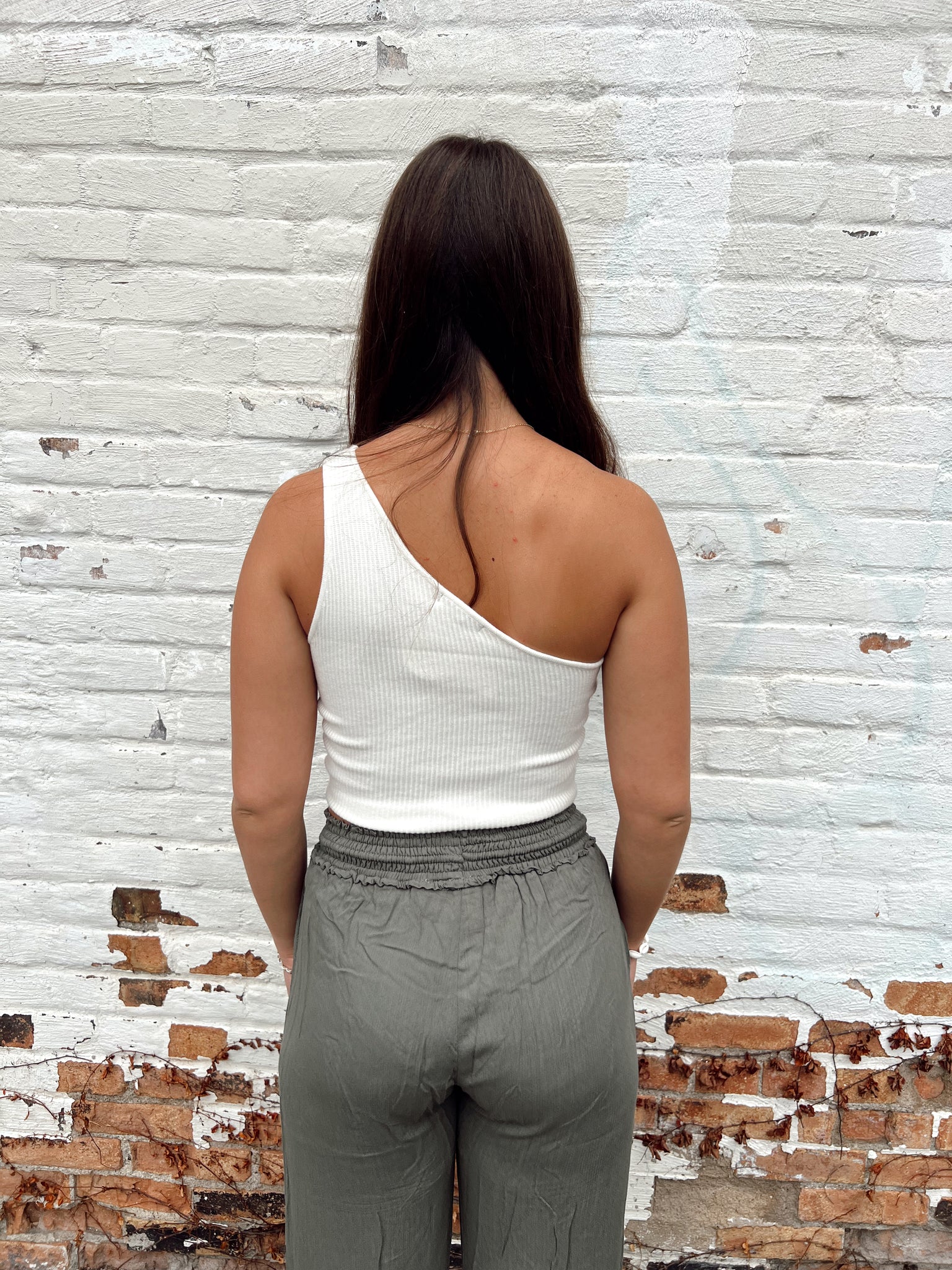 FINAL SALE- First Sight White One Shoulder Top