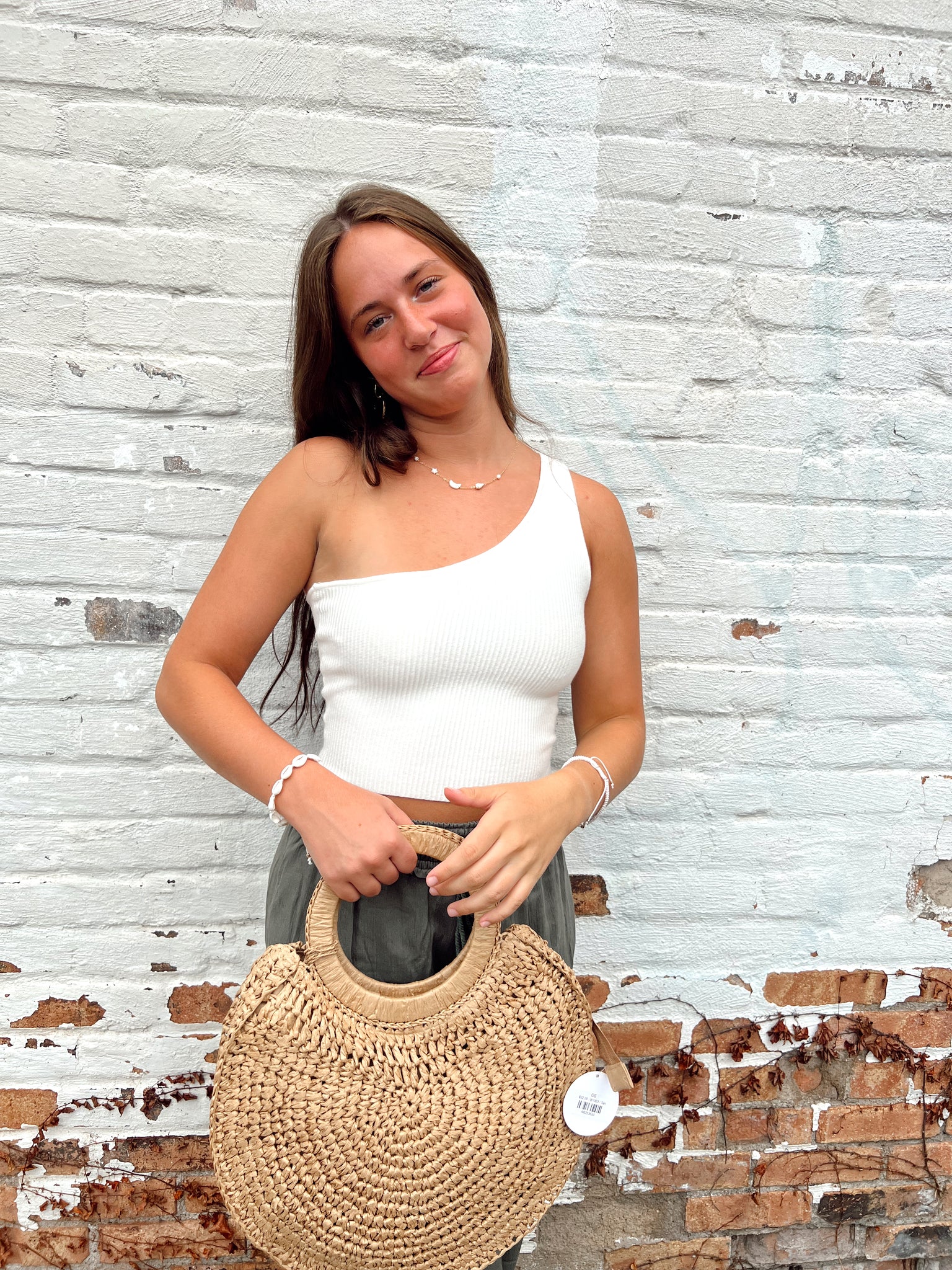 FINAL SALE- First Sight White One Shoulder Top