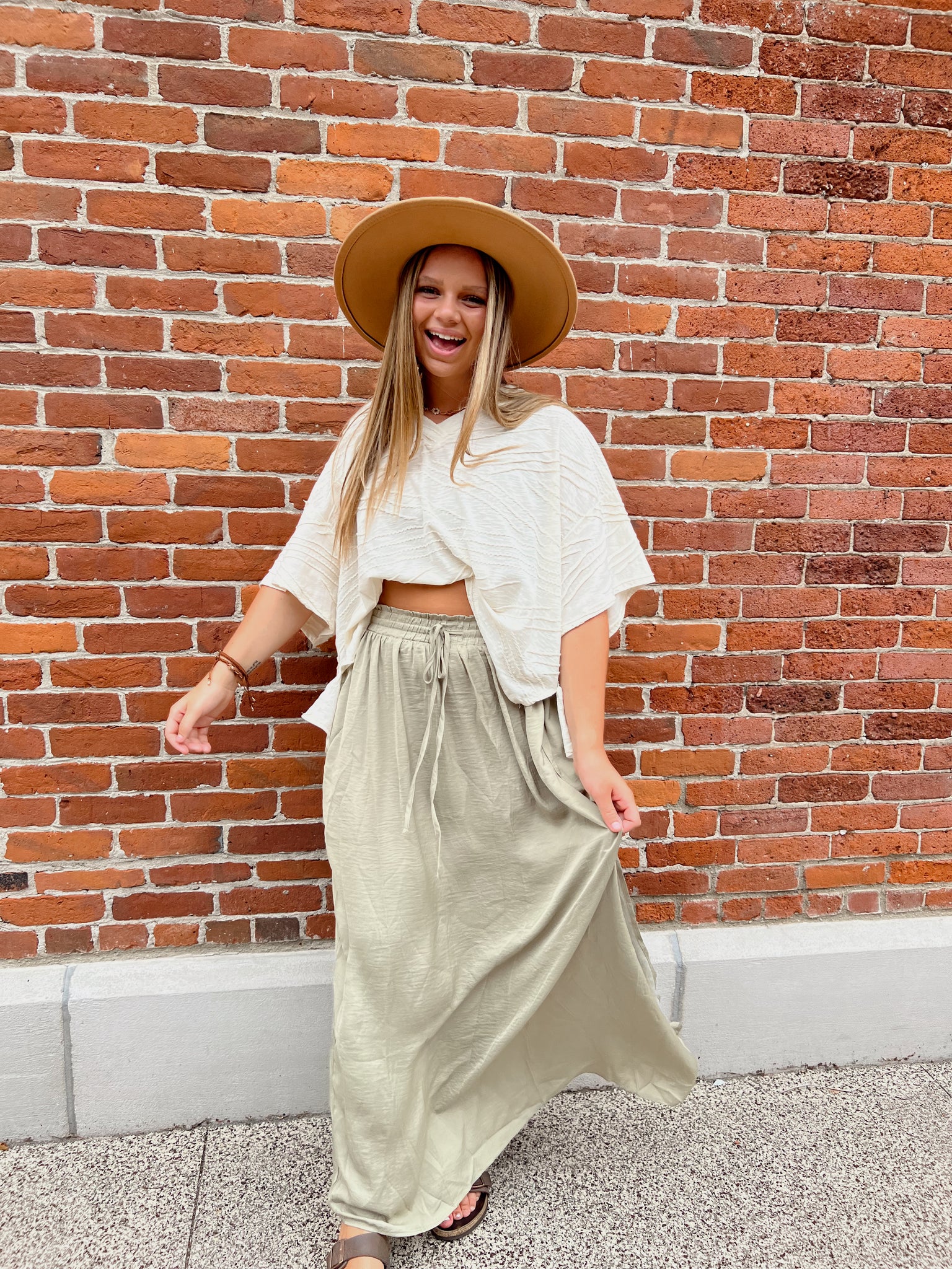 Easy Does It Sage Maxi Skirt