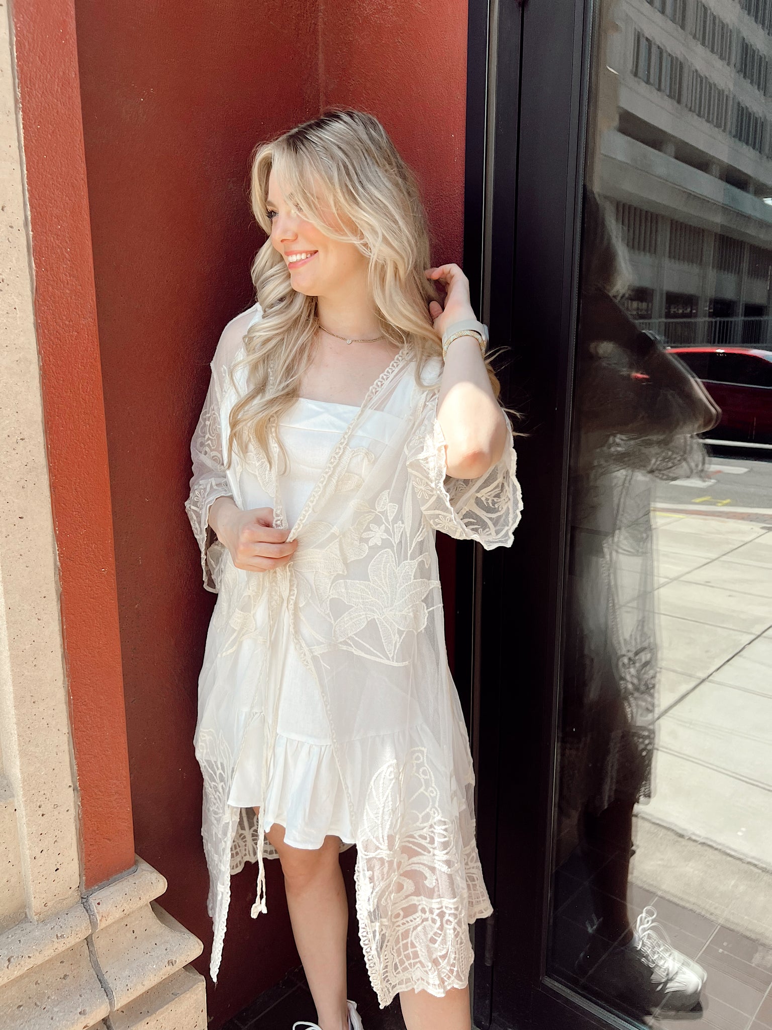 FINAL SALE- Wildflowers & Wine Ivory Lace Kimono