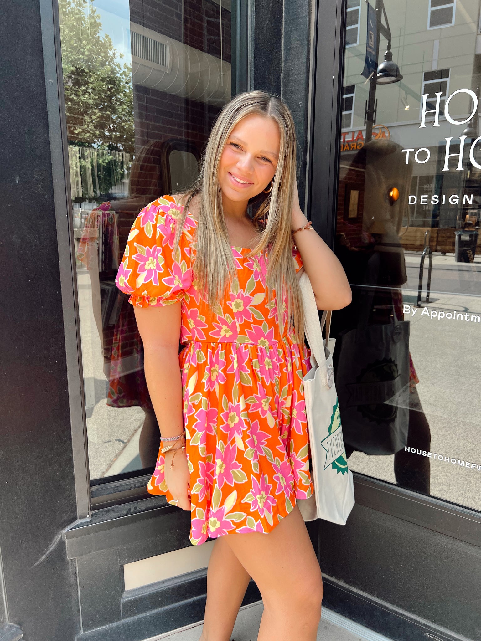 Neon Nights Orange Floral Romper
