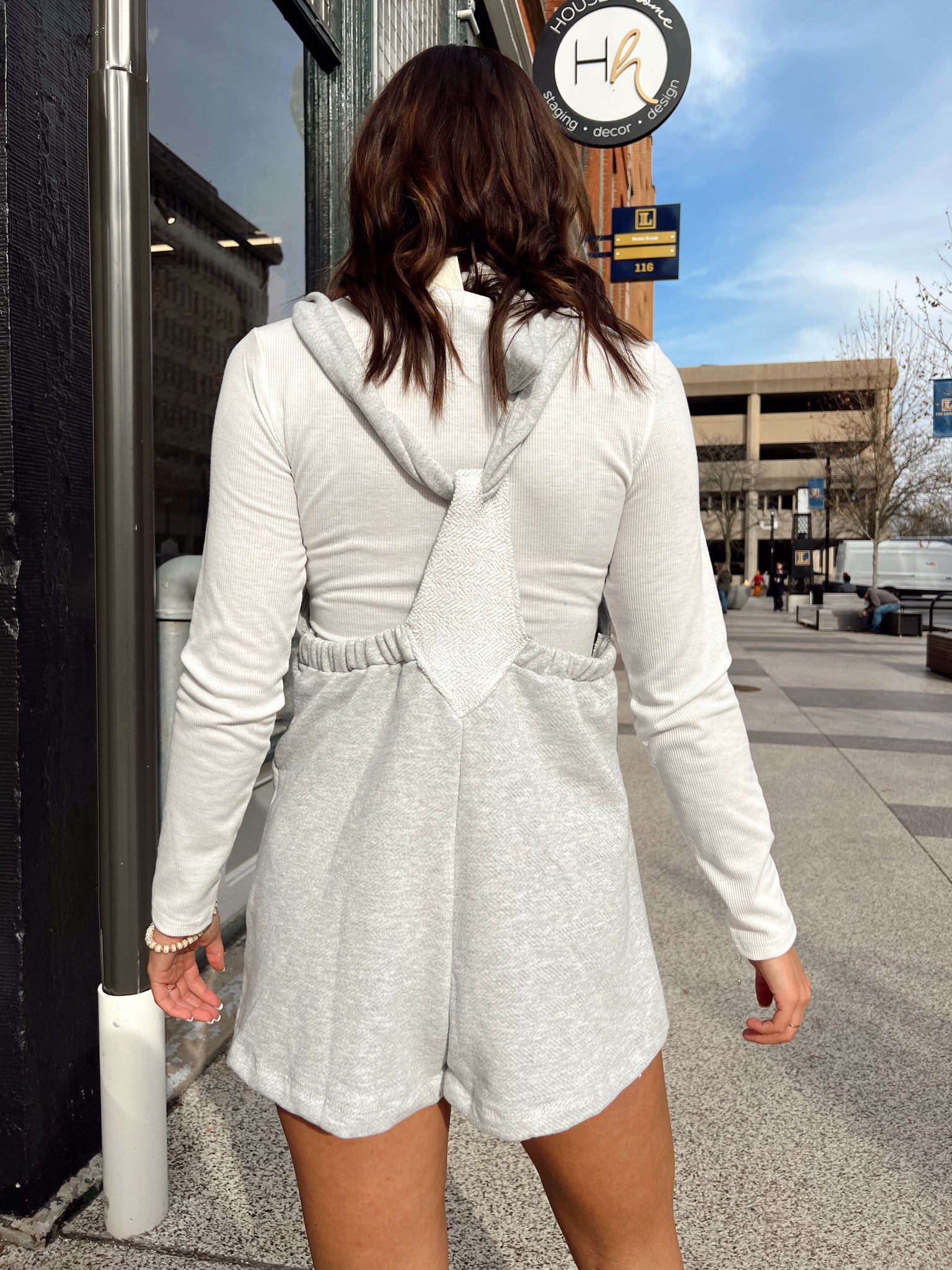 Promise Grey Overall Romper