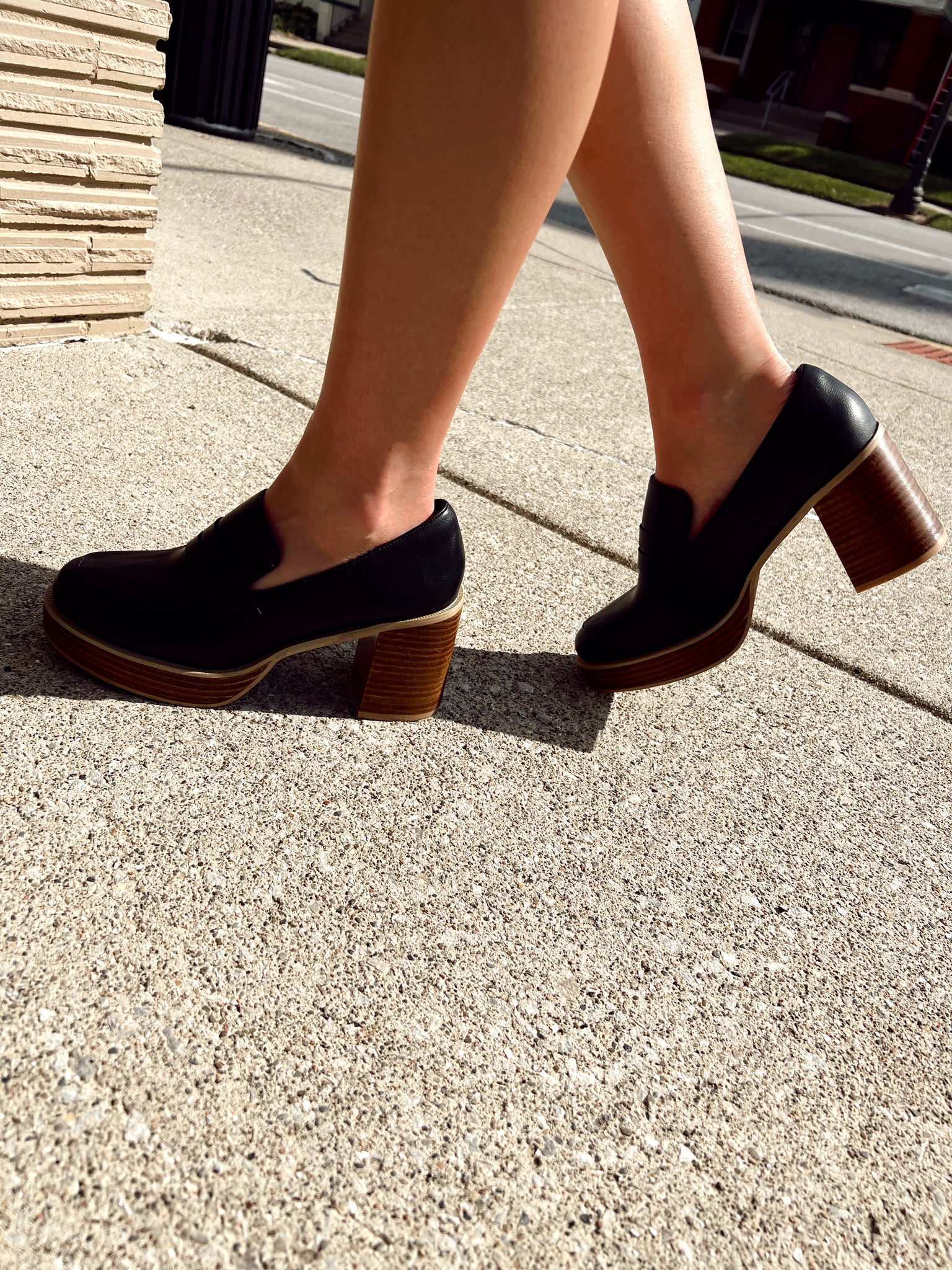 Hannah Black Platform Penny Loafers