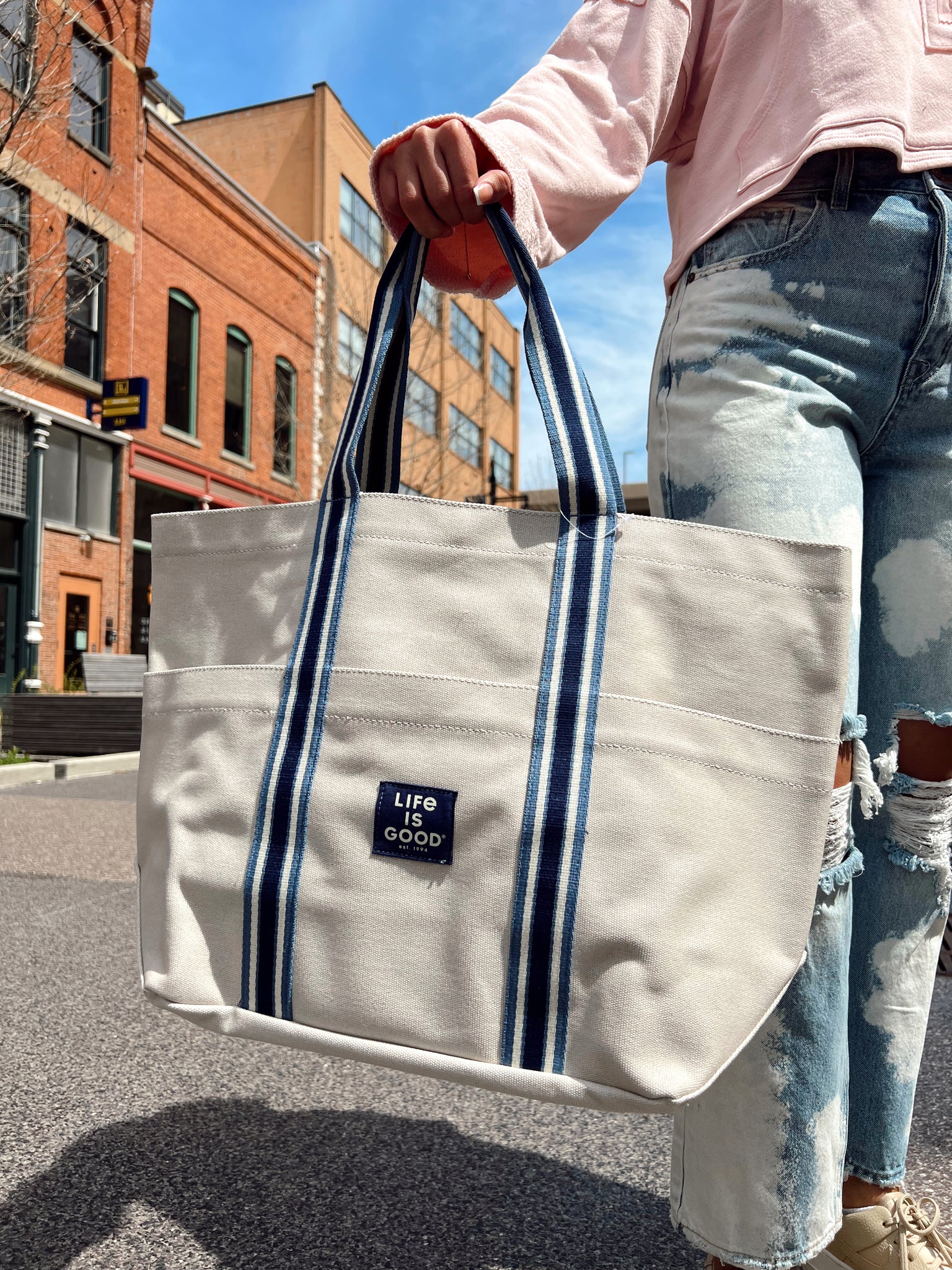 Life Is Good Bone Tote Bag