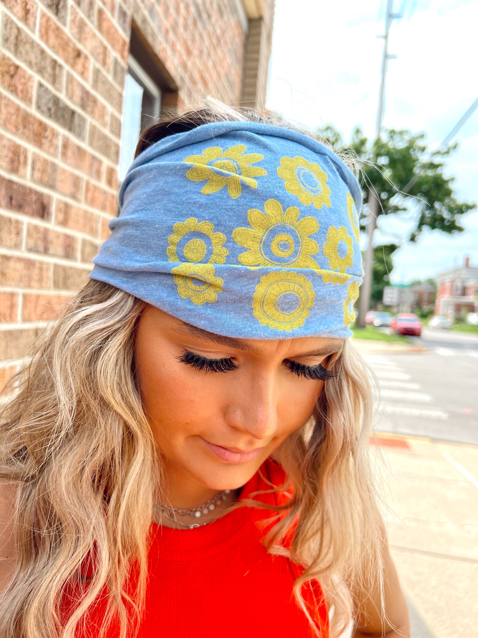 Blue Boho Flower Headband