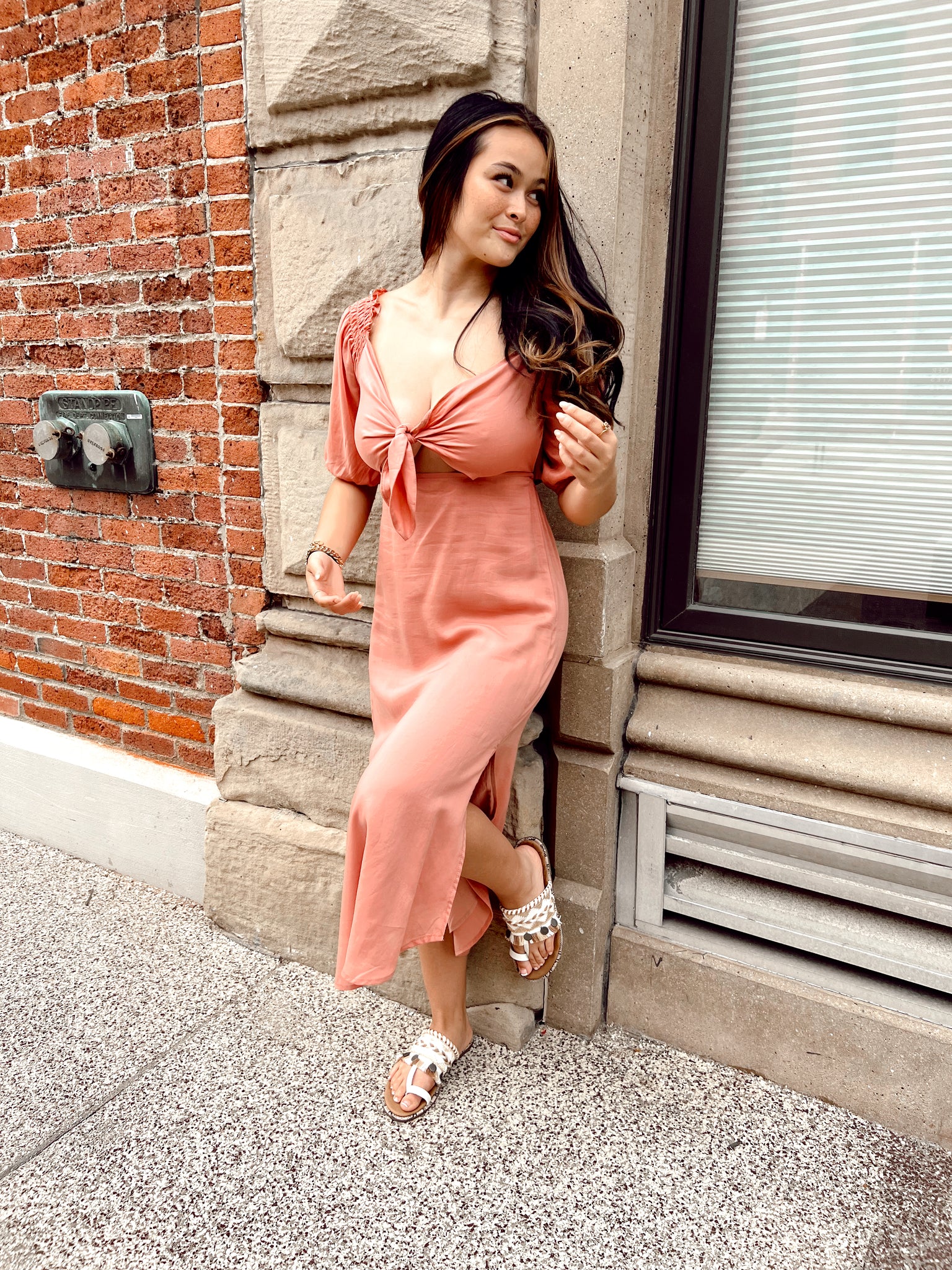 FINAL SALE- Eye Catcher Salmon Dress