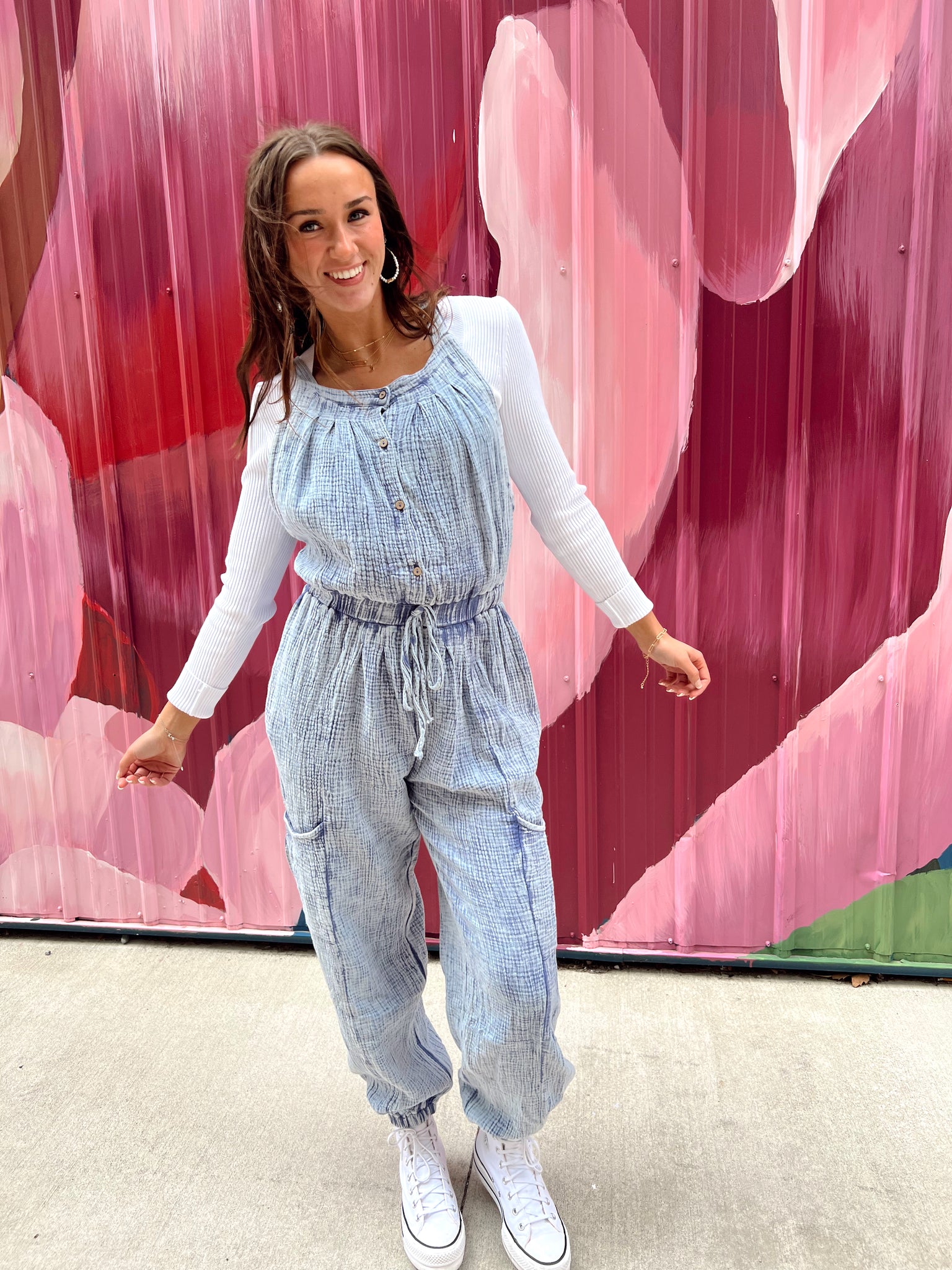 Sher Blueberry Acid Washed Jumpsuit