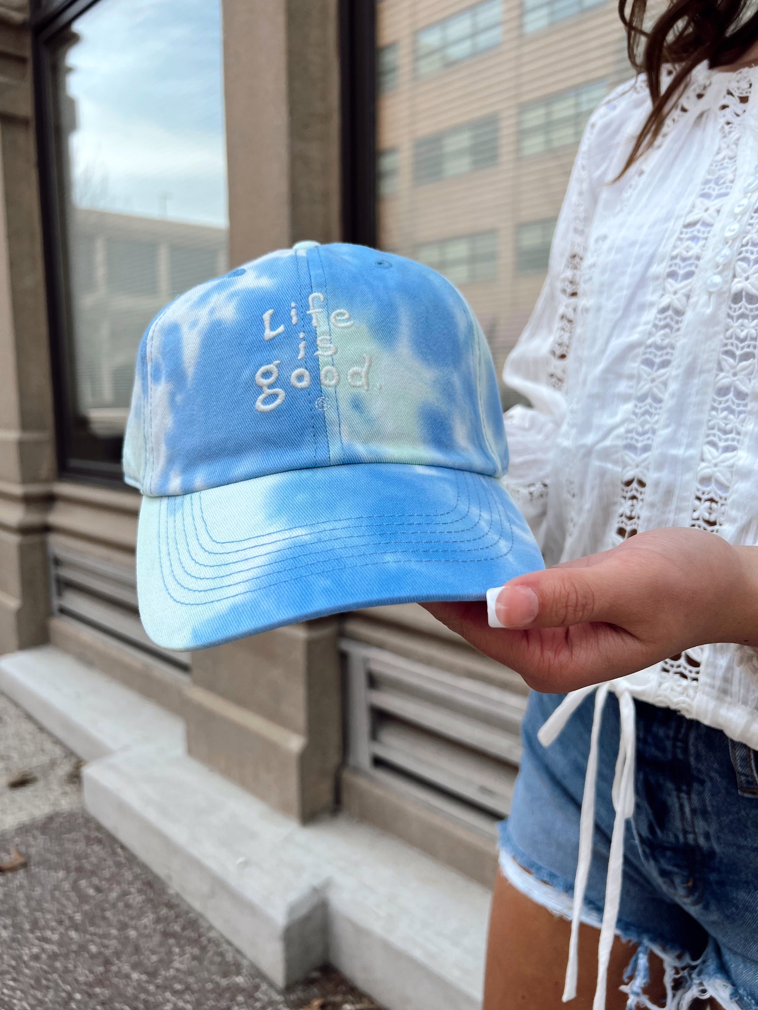 Life Is Good Blue Tie-Dye Cap
