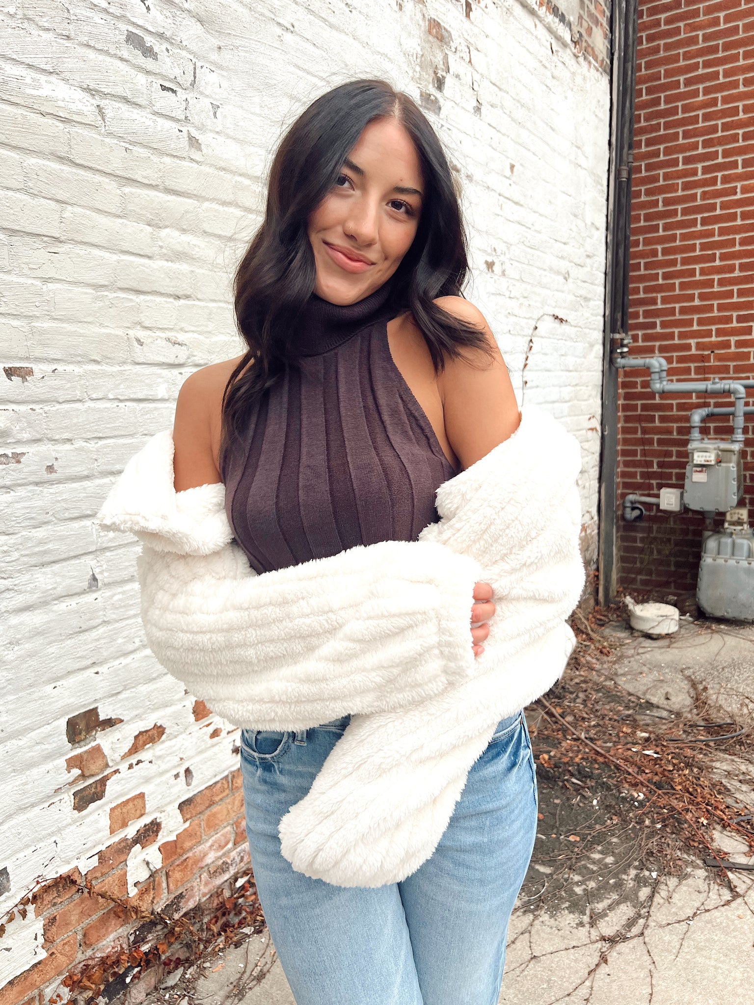 FINAL SALE- Love Your Way Brown Sleeveless Turtle Neck Top
