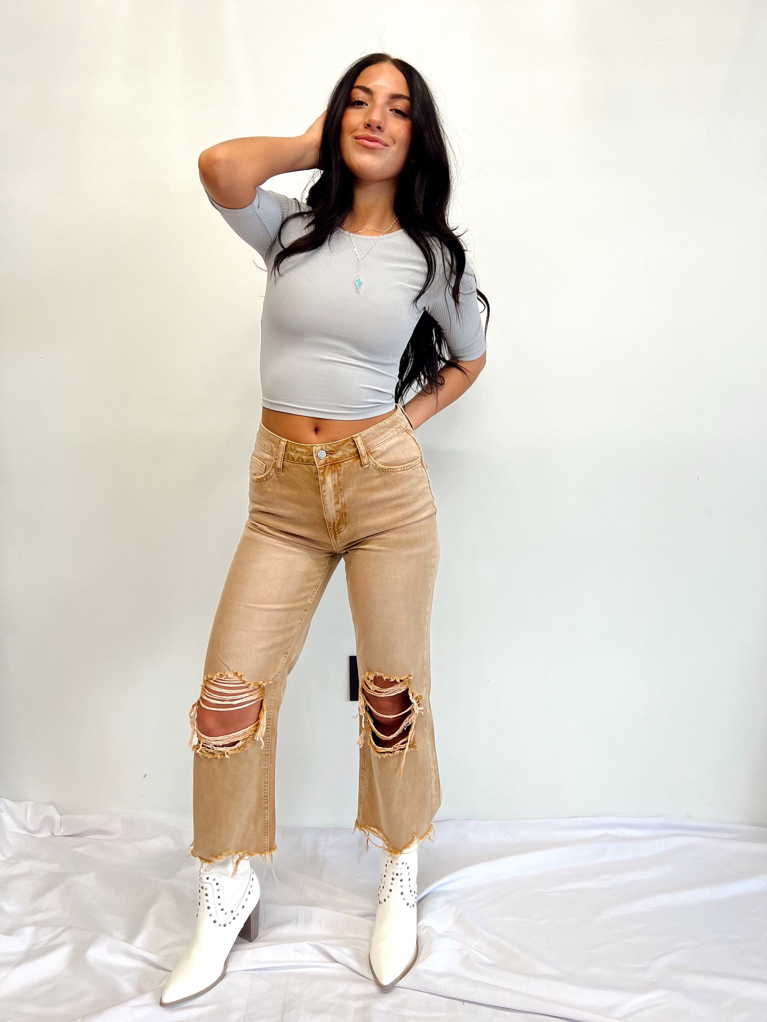 Vervet Camel 90's Vintage Ankle Straight Jeans