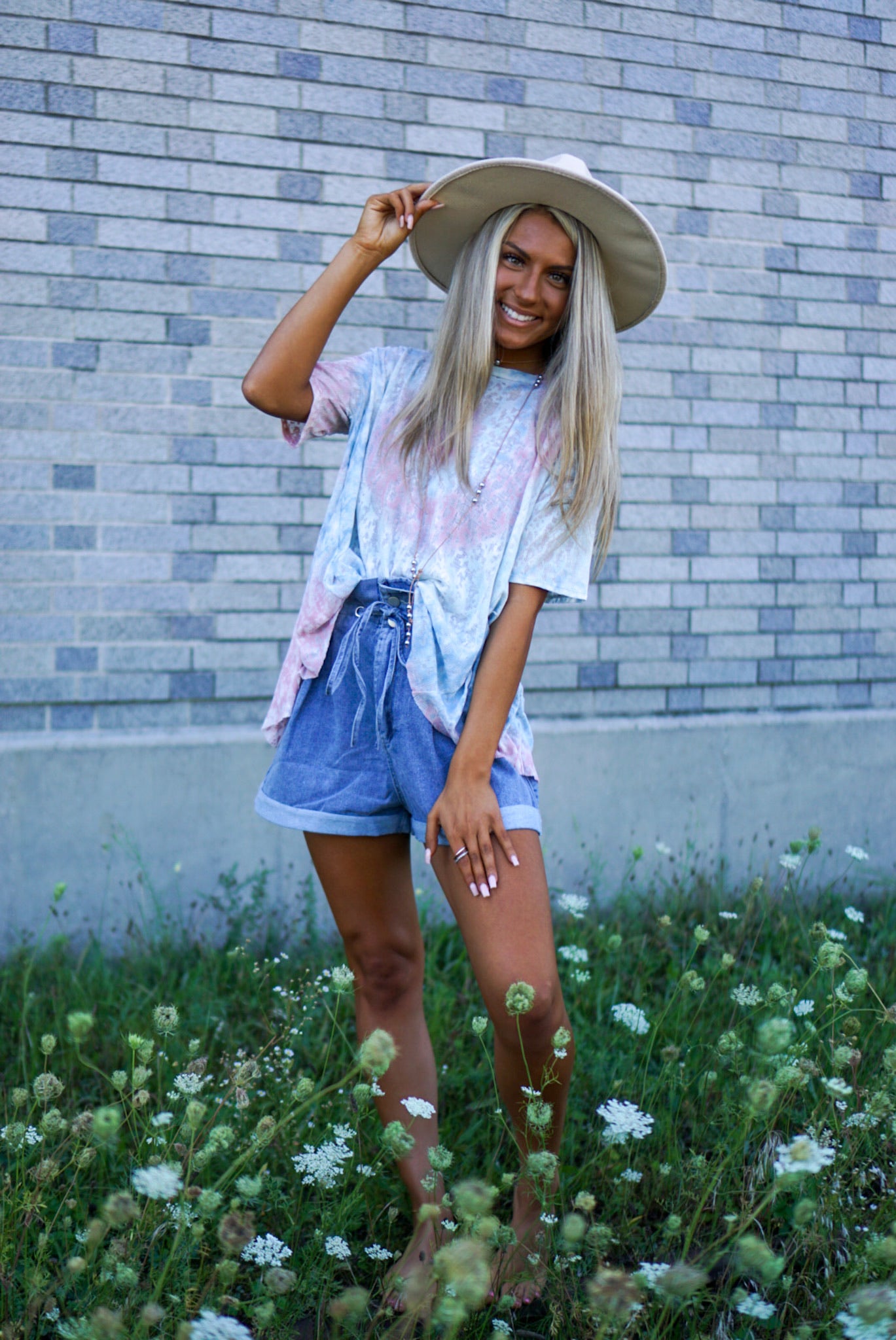 FINAL SALE- Evening Stroll Denim Paperbag Shorts