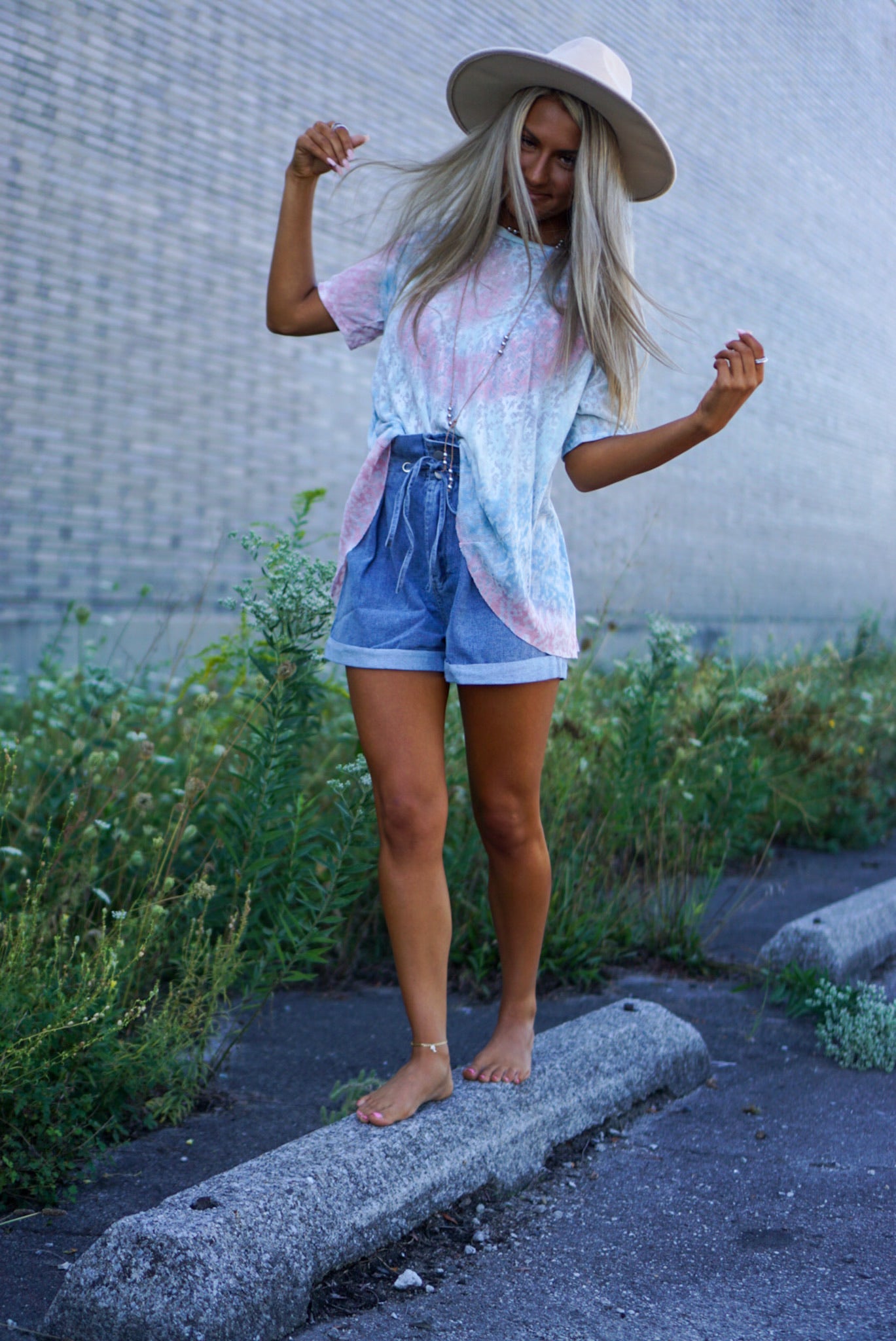 FINAL SALE- Evening Stroll Denim Paperbag Shorts