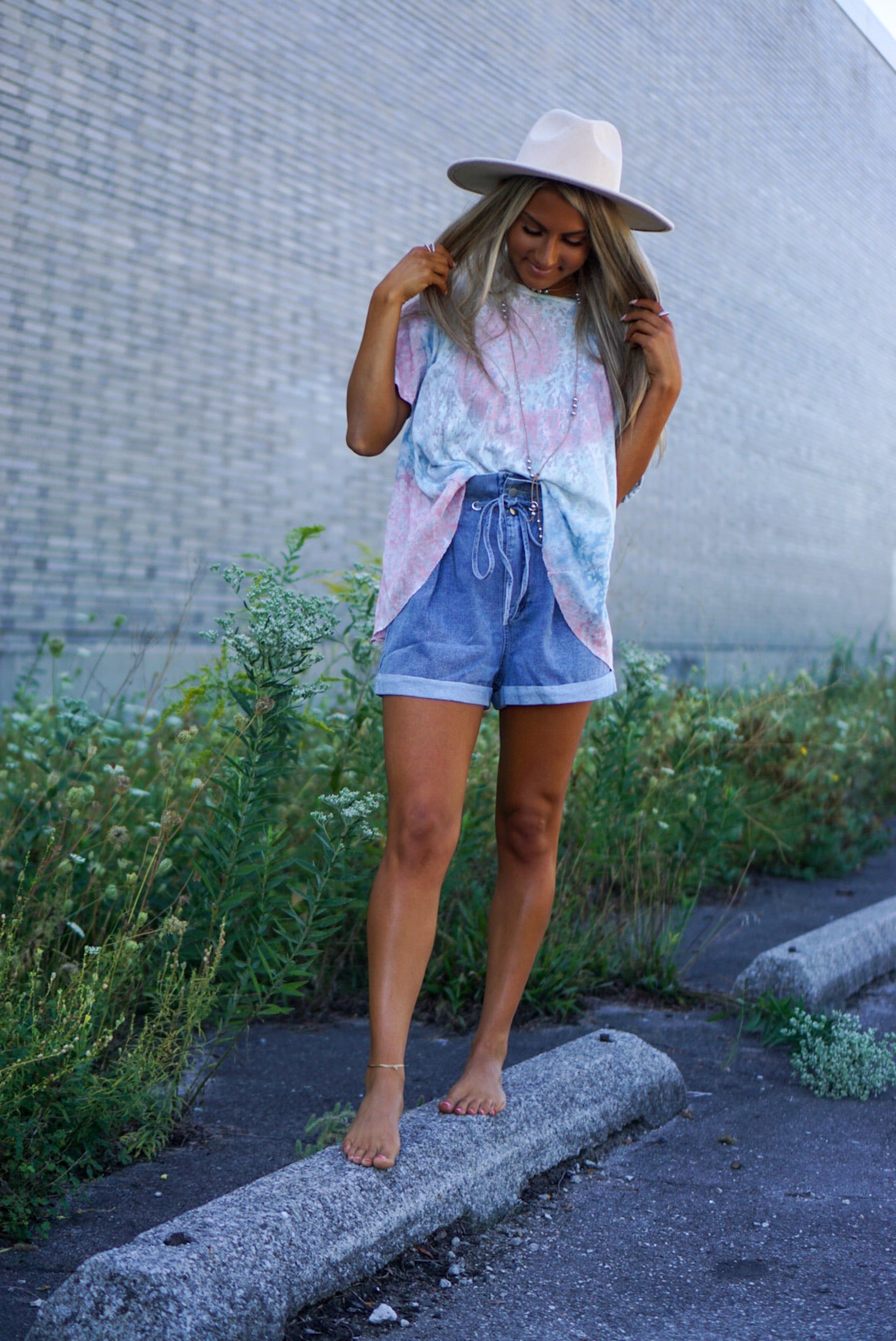 FINAL SALE- Evening Stroll Denim Paperbag Shorts