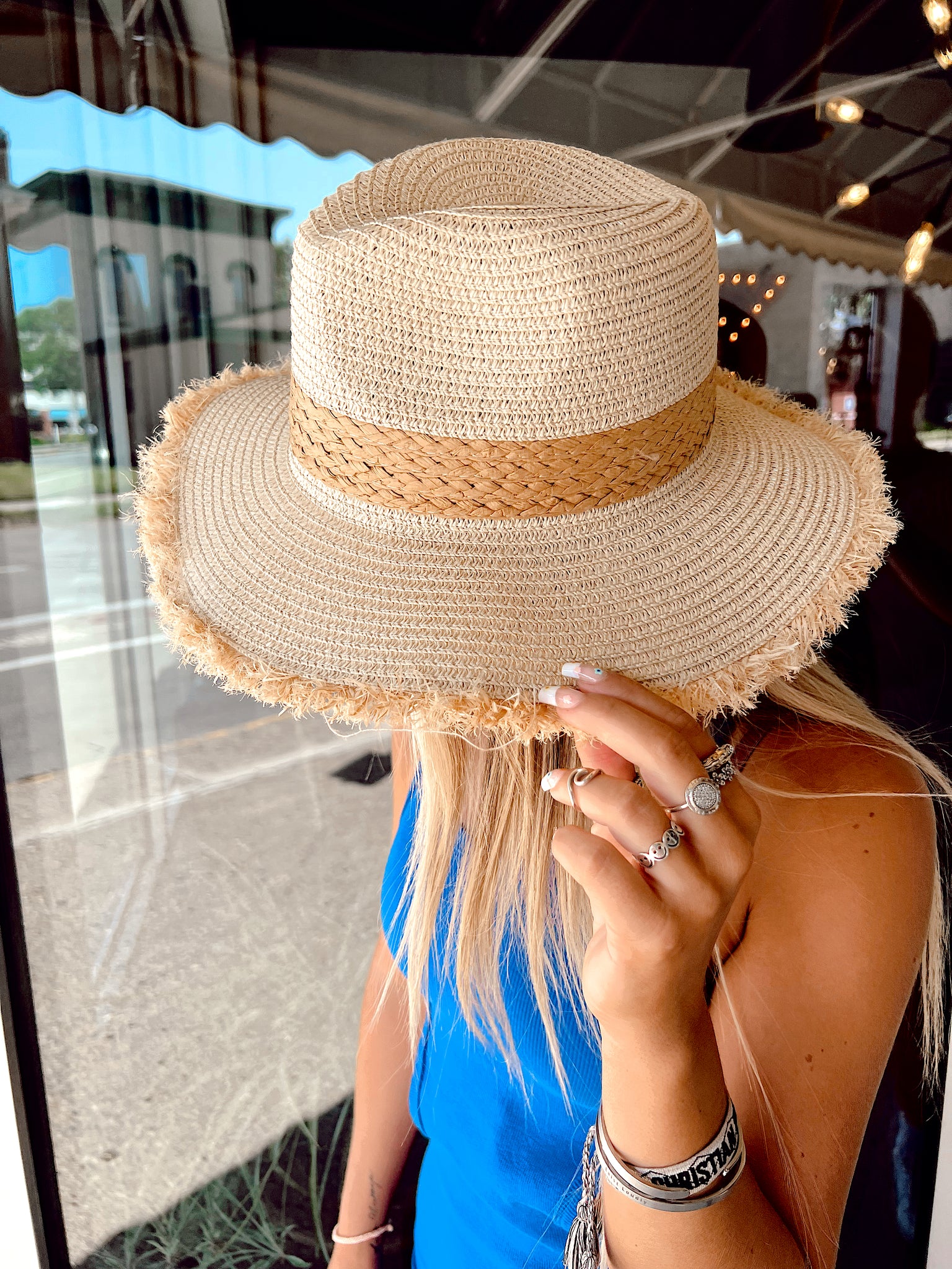 Ivory Contrast Straw Hat