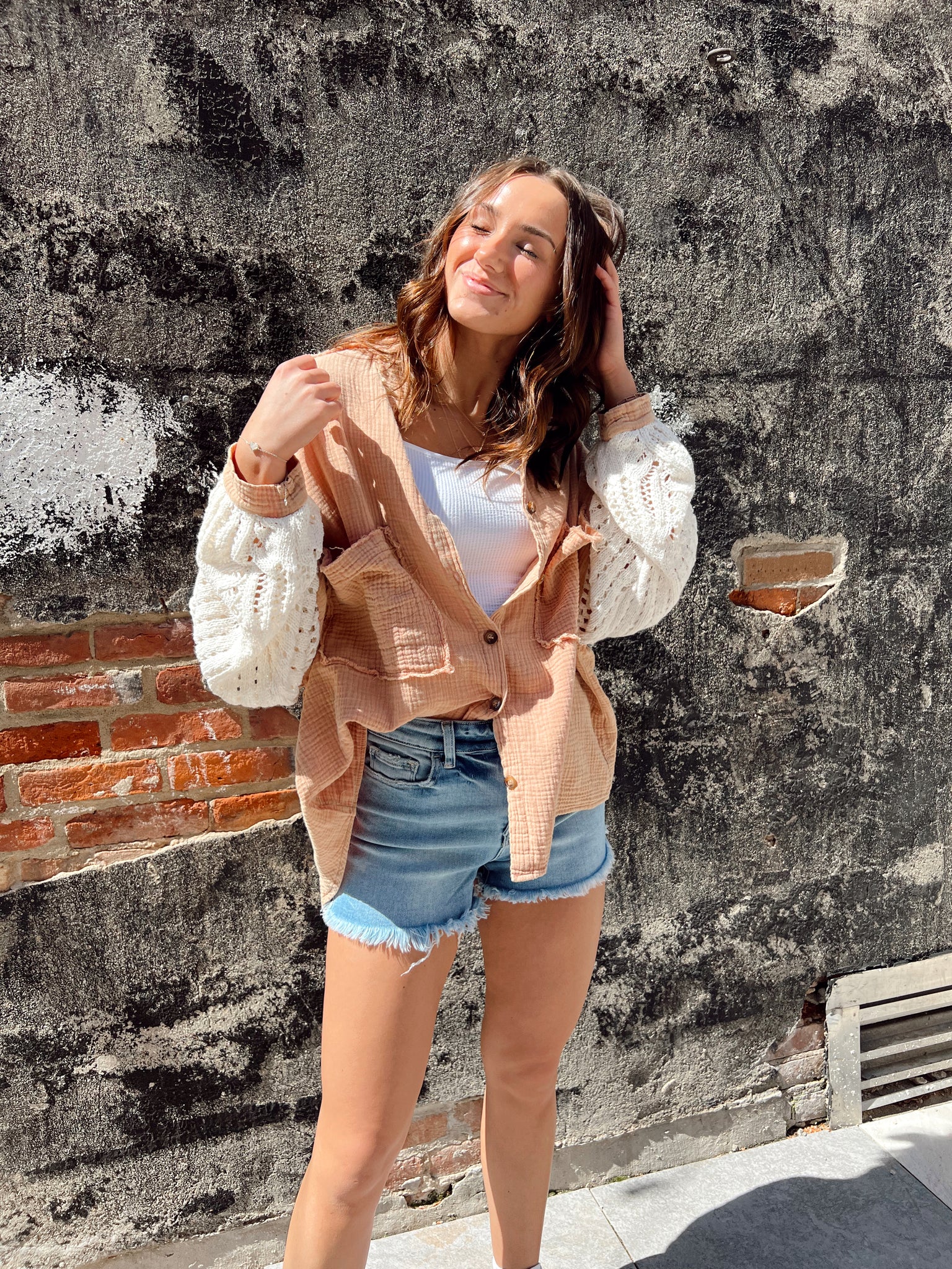 Warm Glow Peach Button Up