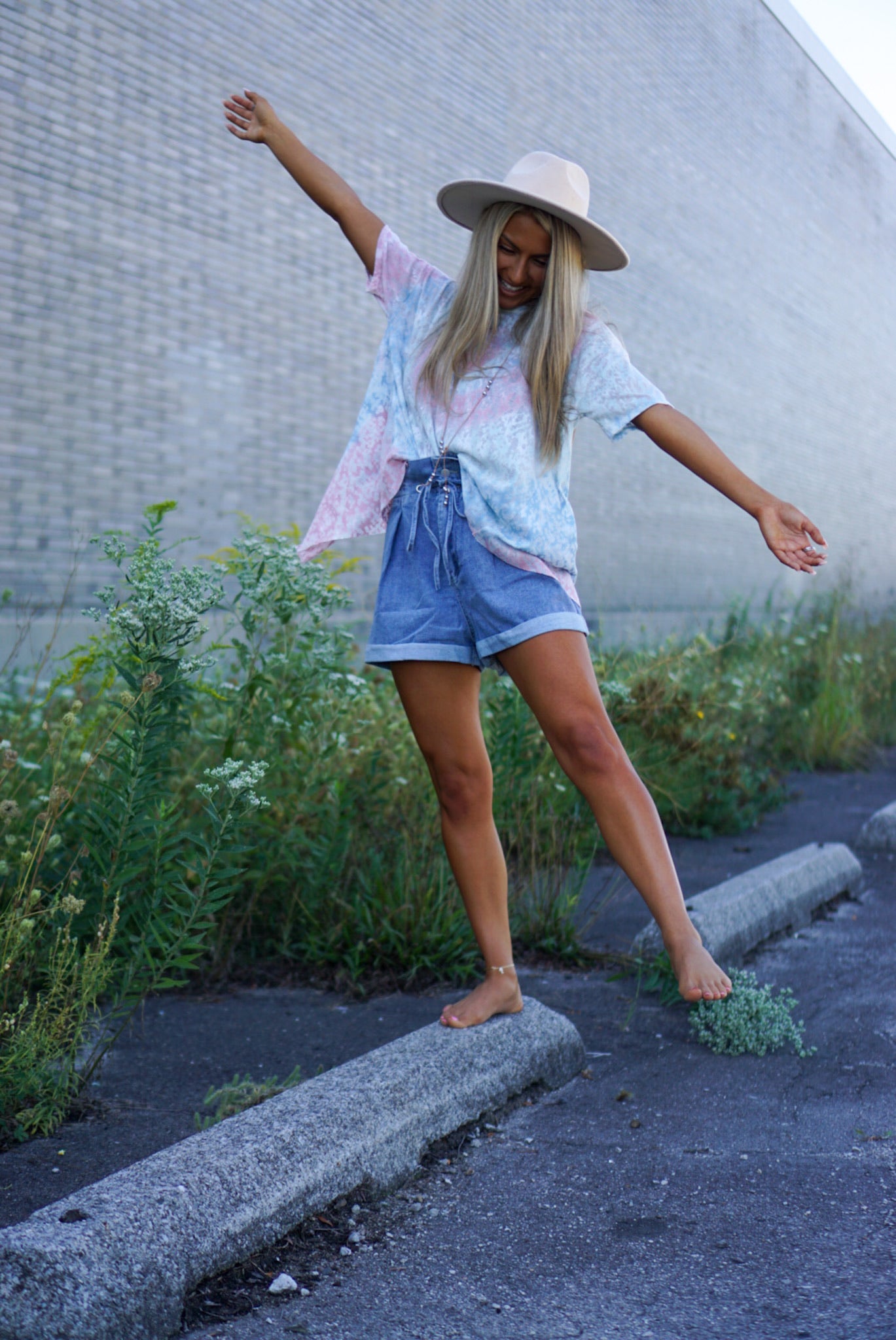 FINAL SALE- Evening Stroll Denim Paperbag Shorts