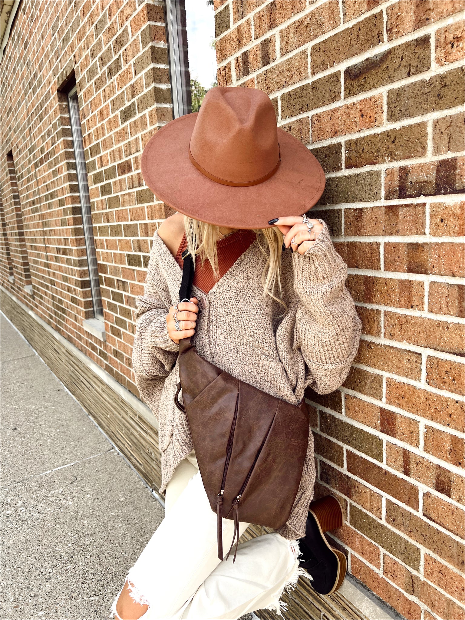 Brown Structured Felt Hat