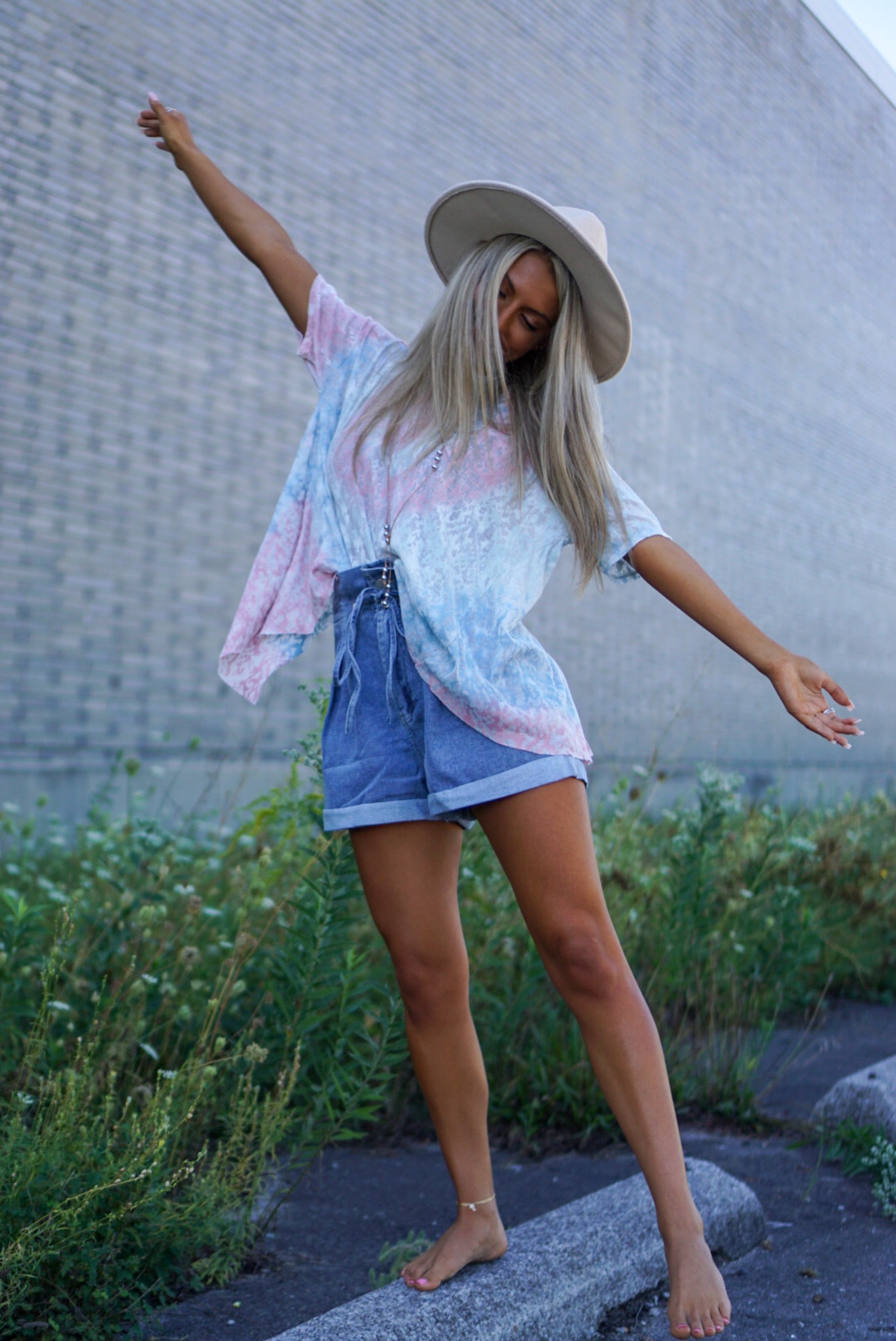 FINAL SALE- Evening Stroll Denim Paperbag Shorts