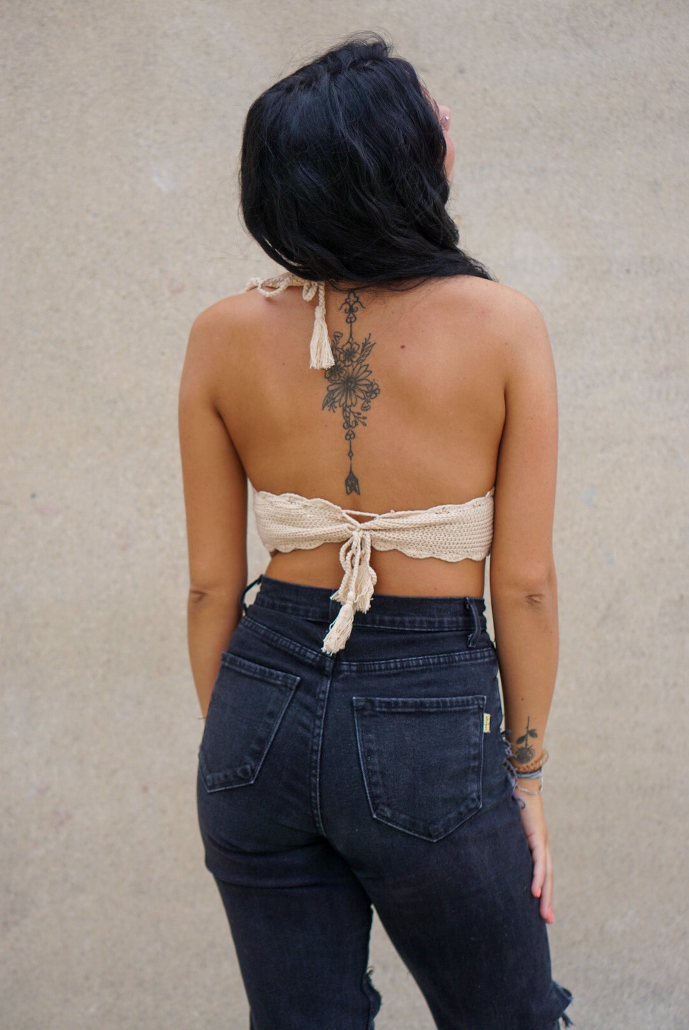 FINAL SALE Online Exclusive- Crochet Natural Triangle Bralette