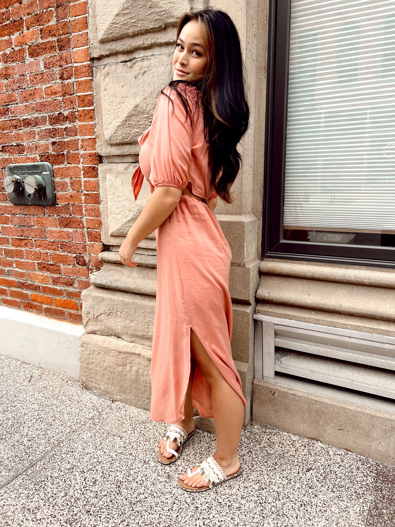 FINAL SALE- Eye Catcher Salmon Dress